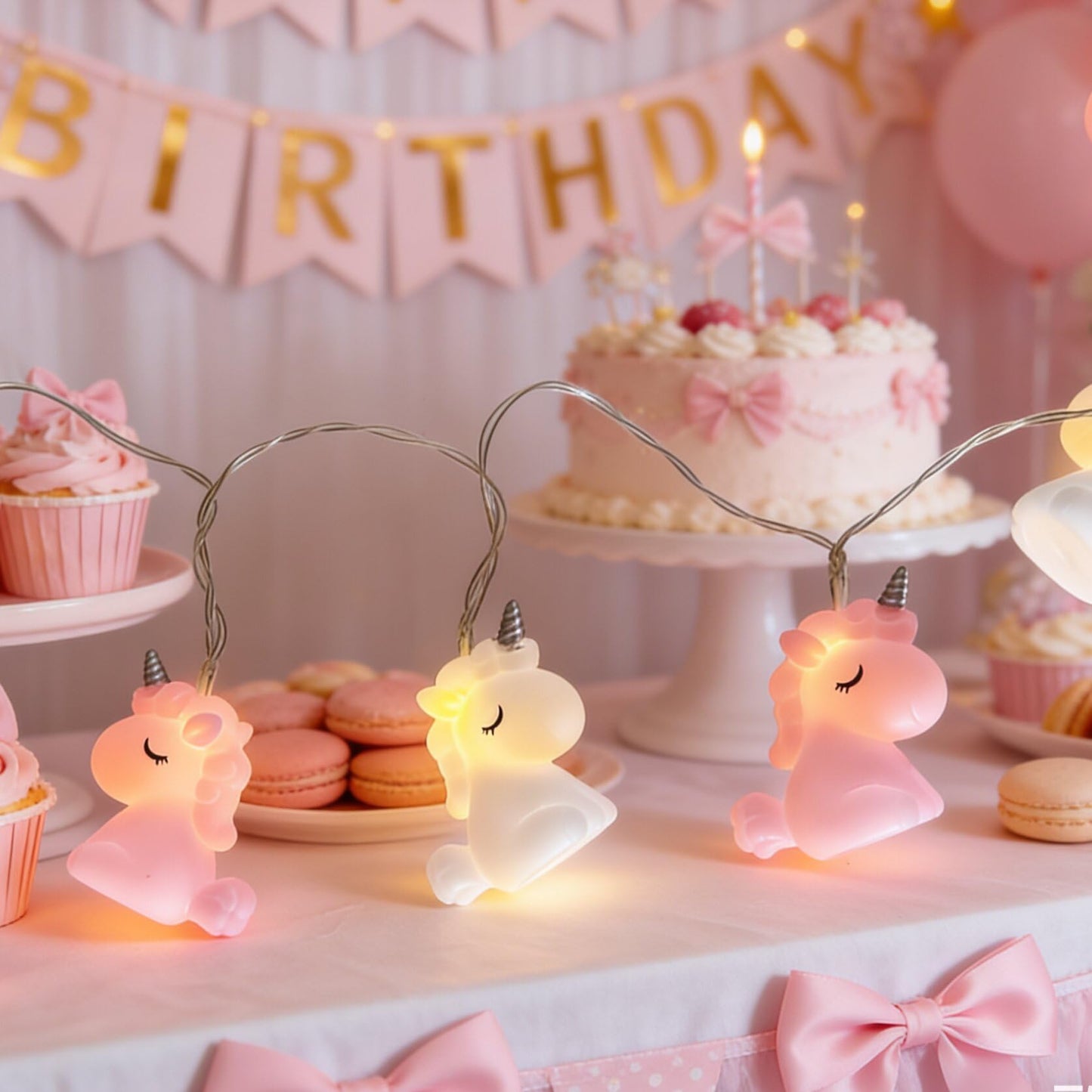 Hoolight Unicorn String Lights 10 LED Lights Battery Operated Unicorn Fairy Lights Girl Bedroom Birthday Party Kids Wedding Valentine's Day Christmas Decoration (Pink/White Unicorn String Lights)