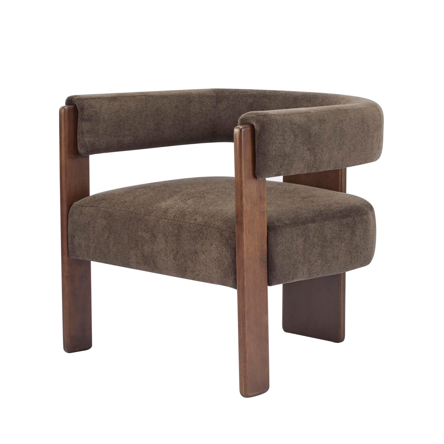 Christopher Knight Home Nettie Modern Accent Chair for Living Room, Velvet Fabric Single Lounge Sofa Chair with Wooden Frame, Comfy Reading Chair for Bedroom, Lounge Armchair with Cushion, Dark Brown