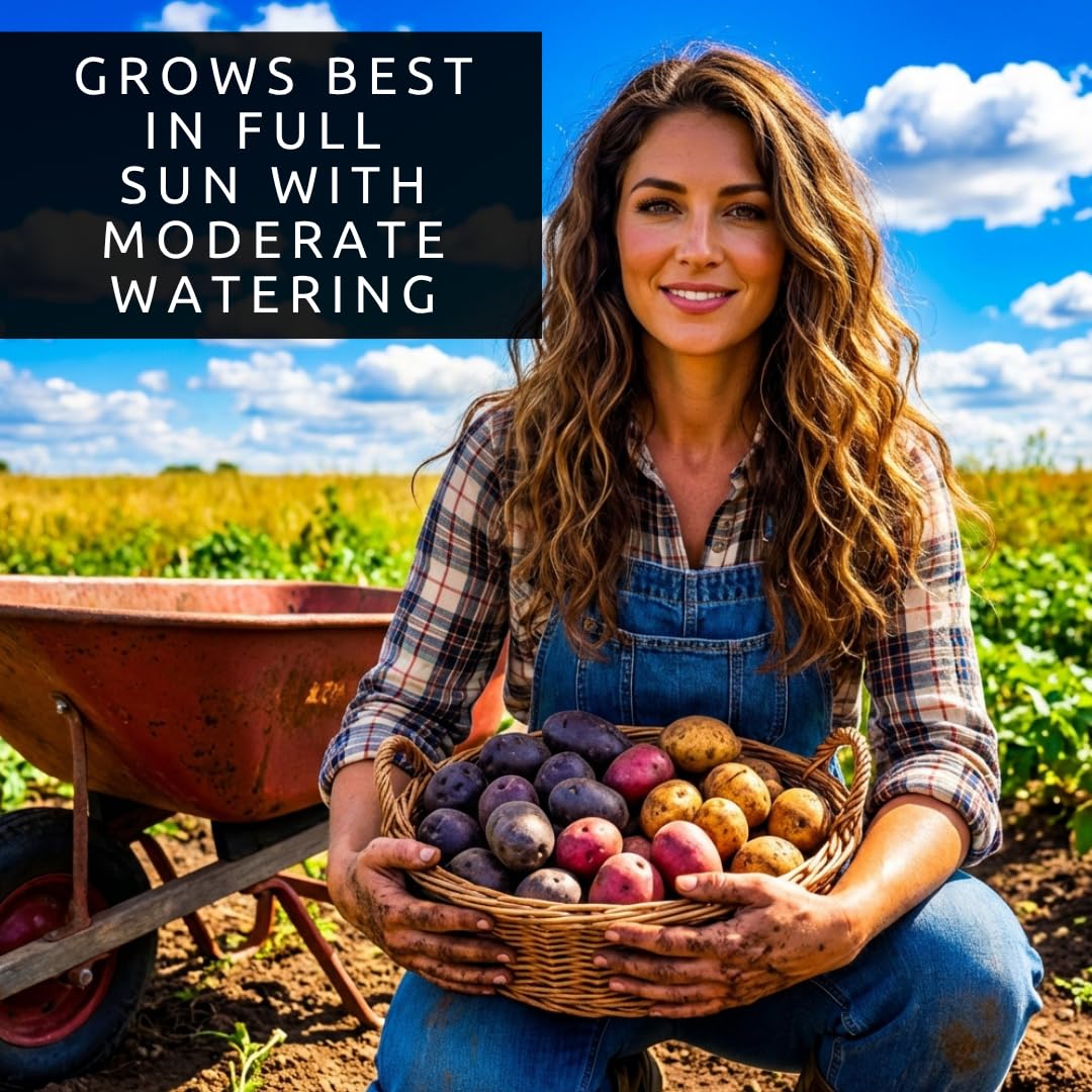 Seed Potatos Grow Pack - 3 Types, Yukon Gold, Red Pontiac, Purple Majesty - Pick the Weight You Want- Get All 3 Types (6 Pounds - 2 Pounds of Each Type) Easy to Grow, Great Flavor