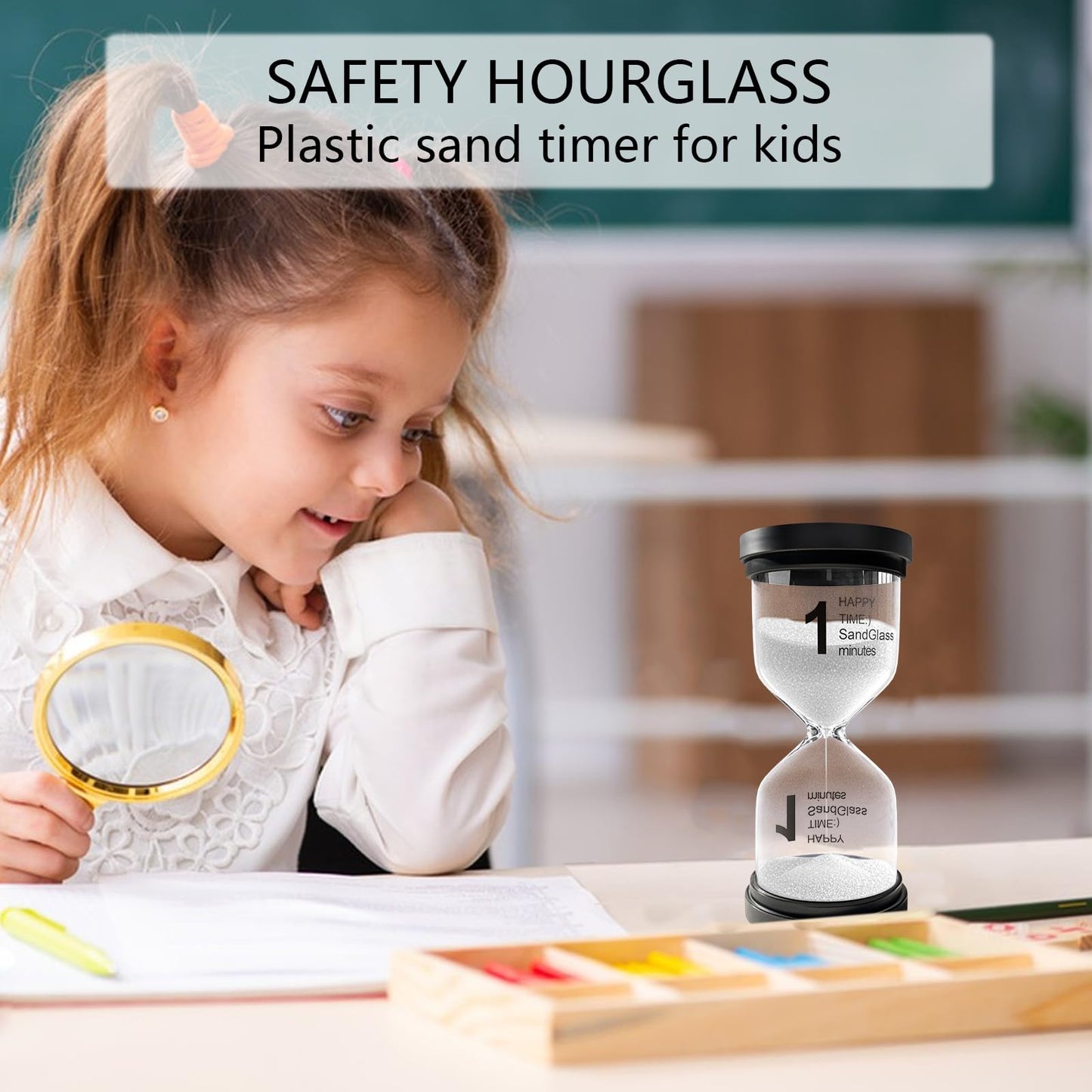 25 Minute Sand Timer, Plastic Sand Clock for Kids, Acrylic SandWatch Hourglass, Small Sandglass 25 Min for Classroom,Game,Decorative (White)