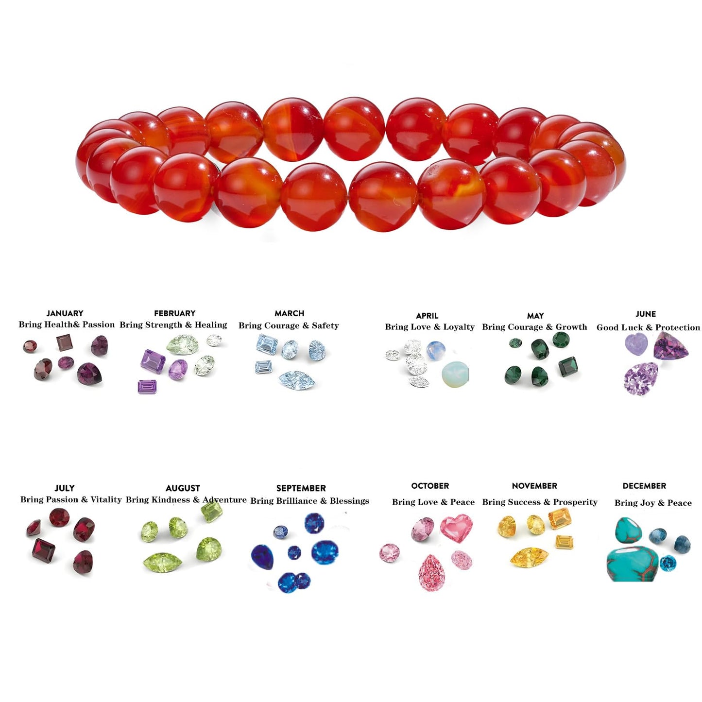 Naupyal July Birthstone Bracelet for Women Men,Red Jade Natural Stone Beaded Bracelets,Healing Crystal Gemstones Stretch Bracelet Stress Relief Month Bracelet Birthday Jewelry Gifts