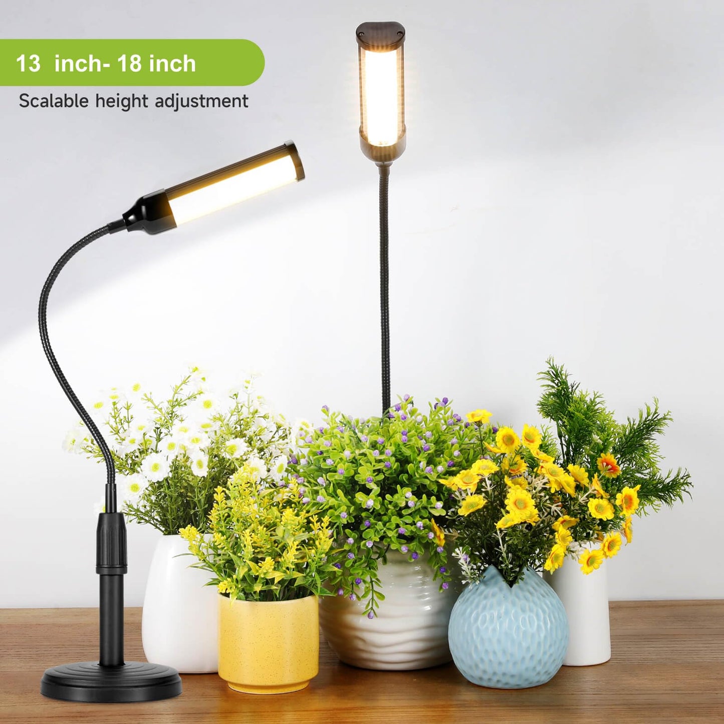 JSYBOY Grow Light for Indoor Plants Plant Lamp for Seedings Succulents Bulbs Full Spectrum Gooseneck Small Plants Growing, Auto On/Off Timing & 5 Dimming (Without USB Plug)