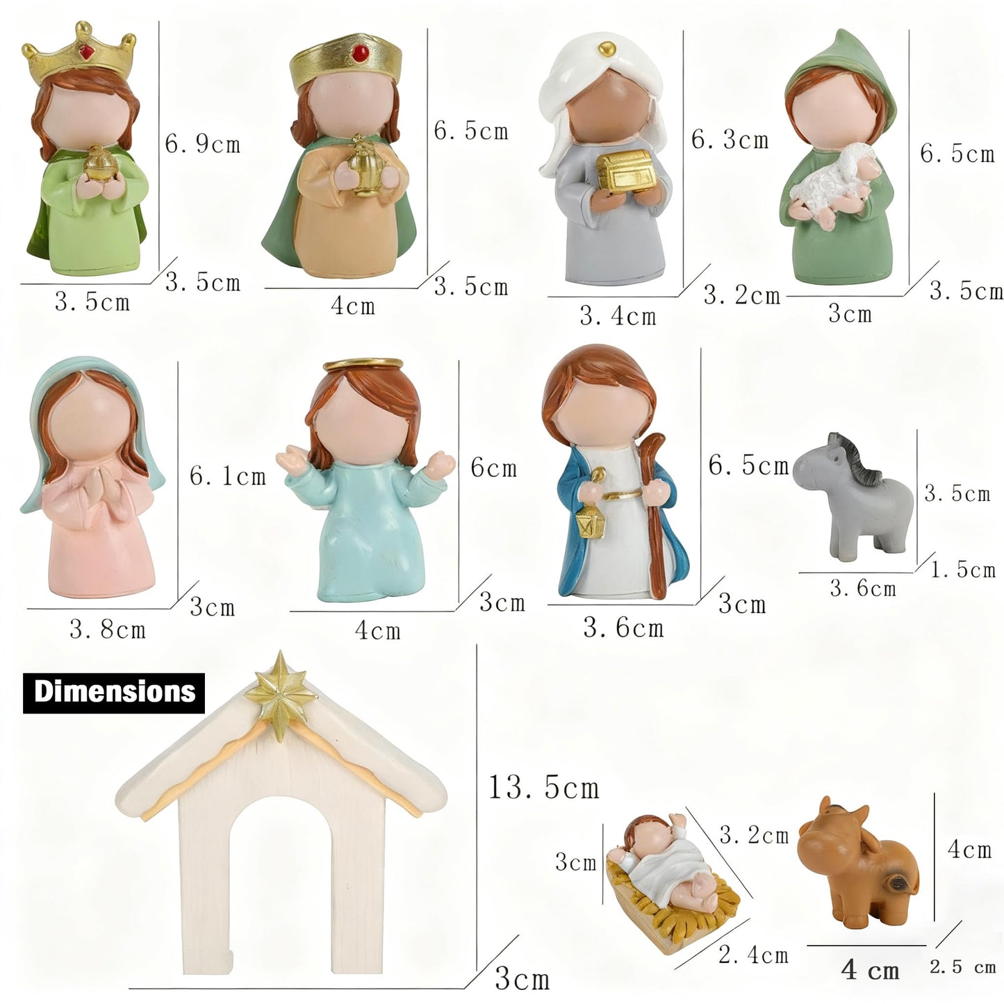 Akulgaci Christmas Nativity Set, 12 Pieces Mini Nativity Scene Figurines for Indoor Tabletop Xmas Decorations Christmas Figures (White)