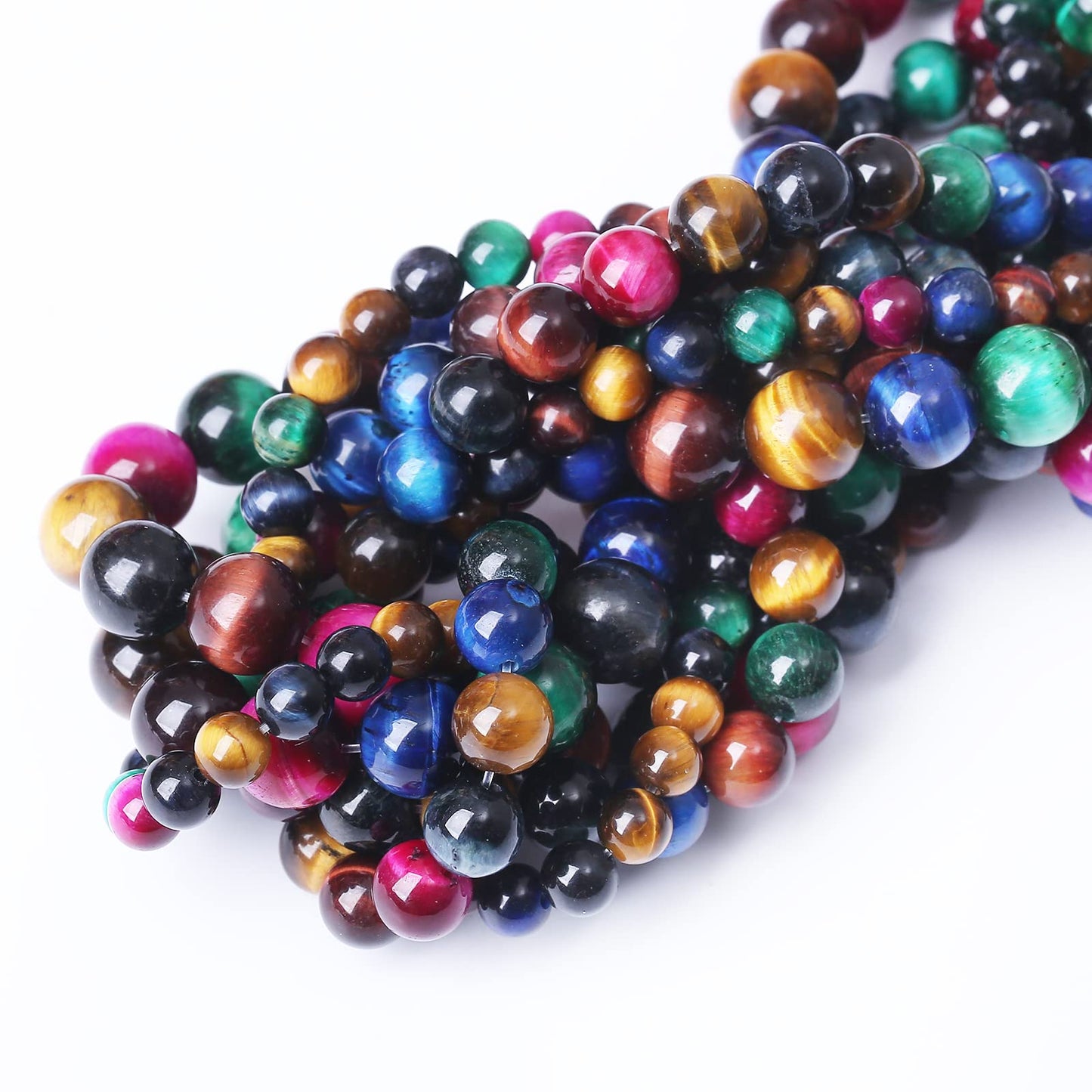 45PCS 8MM AAA Colorful Tiger Eye Stone Beads Natural Gemstone Bead Crystal Healing Energy Jewelry Making DIY 15 inches