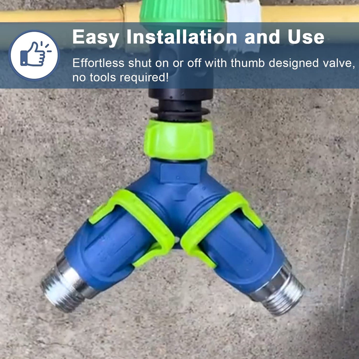 AINEED Garden Hose Splitter 2 Way Heavy Duty, Hose Connector Faucet Splitter 3 way, Water Splitter Outdoor Spigot Hose Bib Splitter with Shut off Valve