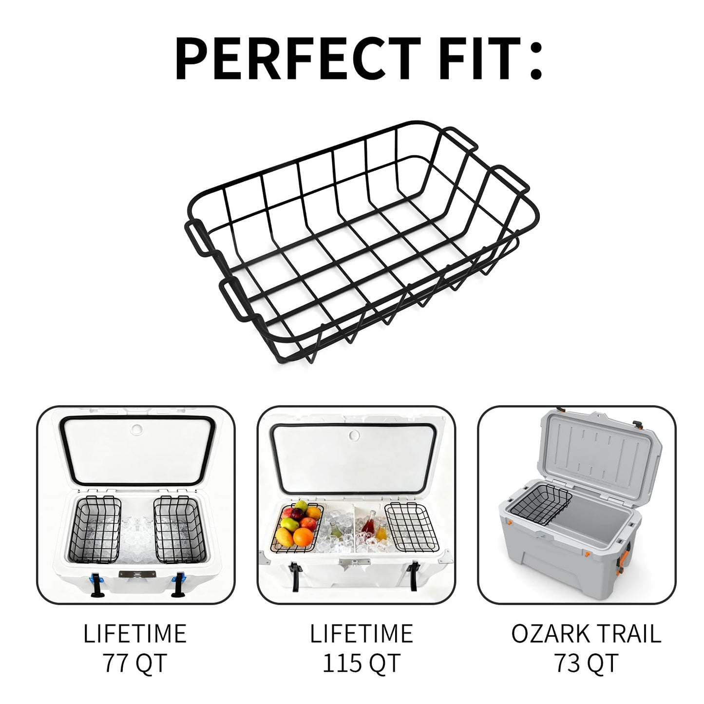 14.45" Cooler Basket,Cooler Basket Compatible with Lifetime 77 Qt, 115 Qt, Ozark Trail 73 Quart Ice Chest, Coolers Accessories for Lifetime and Ozark Trail - Keep Food Dry & Organized.(1-Pack)