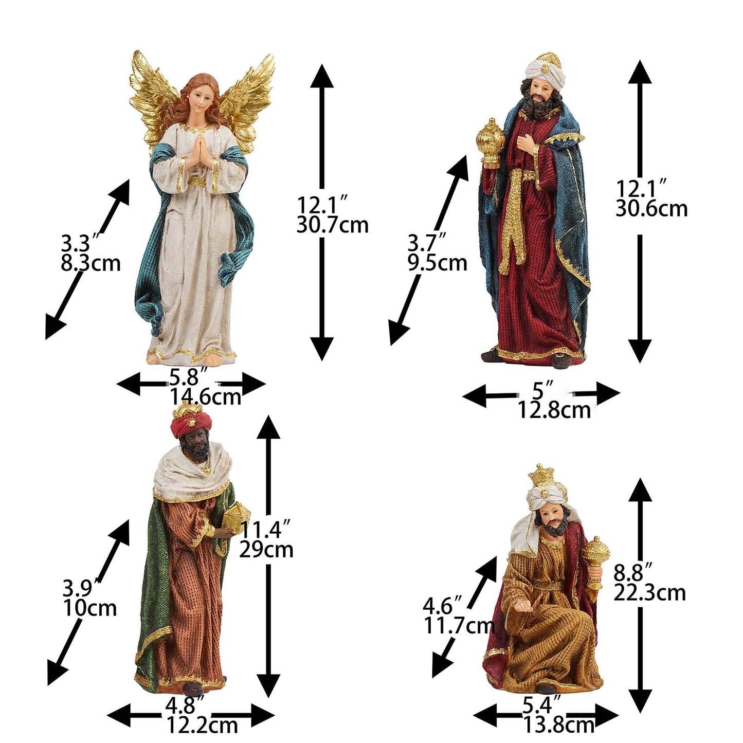 Zayton Nativity Set Christmas Indoor 12 Pcs 12 Inch Scene Statue Figurines Jesus Manger Crib Ornament Church Xmas Home Catholic Religious Decoration