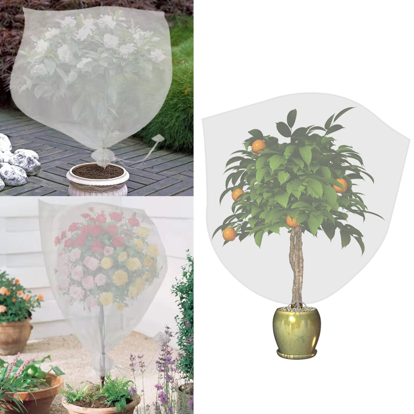 Agfabric Bird Netting 84" Hx84 W Garden Netting Insect Pest Barrier,Plant Cover Fruit Tree Netting Mesh Protection Bag with Drawstring,White