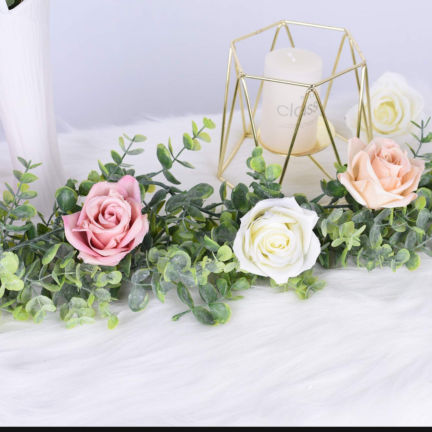 DearHouse 6 Pack Faux Eucalyptus Garland Plant, Artificial Vines Hanging Eucalyptus Leaves Greenery Garland for Wedding Backdrop Arch Wall Decor, 5.9 Feet/pcs UV Protected Indoor Outdoor