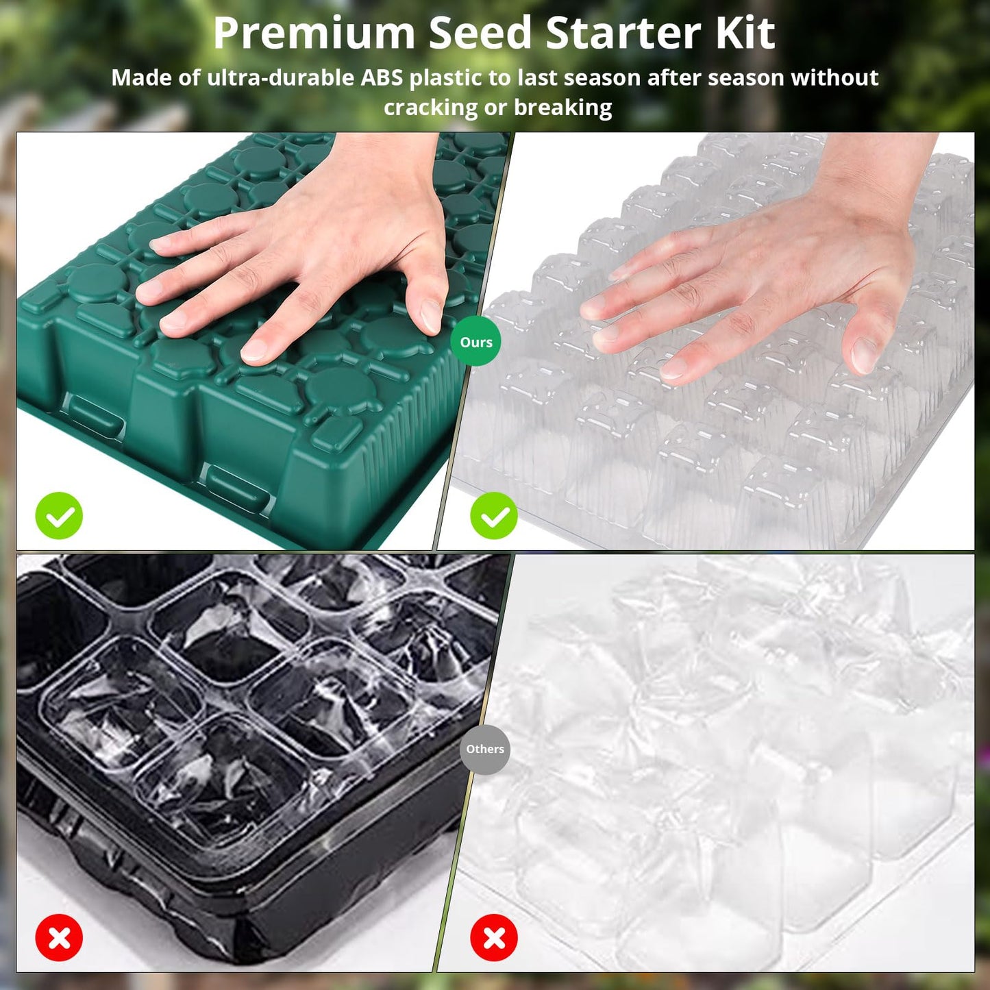 Sondiko Seed Starter Tray with Grow Light, 80 Cells Seed Starter Kit with Humidity Dome, Adjustable Brightness Plant Starter Trays, Indoor Plants Germination Kit(2 Pack)