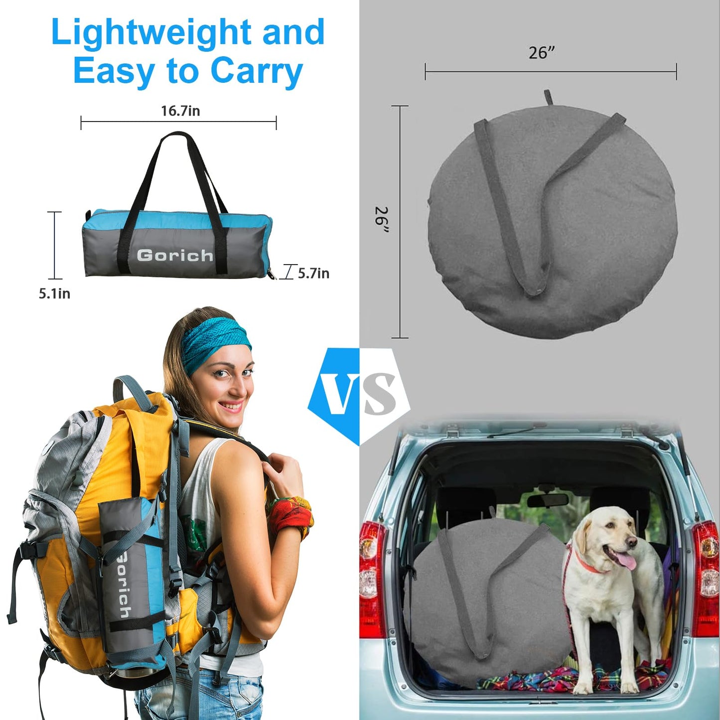 Gorich Beach Tent Sun Shelter with UPF50+ UV Protection for 1-2/3/4-5/6-7 Person, Lightweight & Portable Beach Shade Canopy with 2 Zippered Doors, Easy Setup Family Beach Umbrella