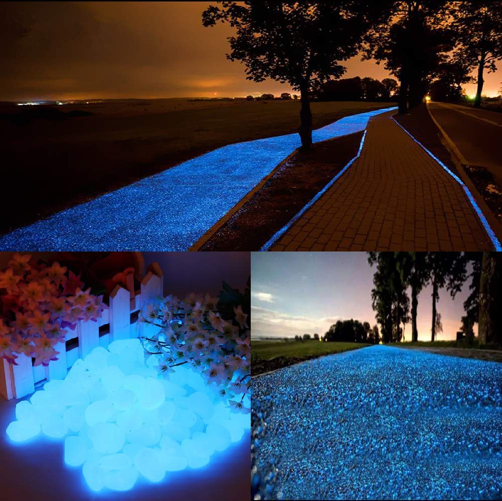 2.4Lbs 550Pcs Glow in the Dark Stones Garden Pebbles Rocks Indoor Outdoor Decor Luminous Stone for Walkways Driveway Yard Grass Fish Tank Halloween Decoration Large Bag