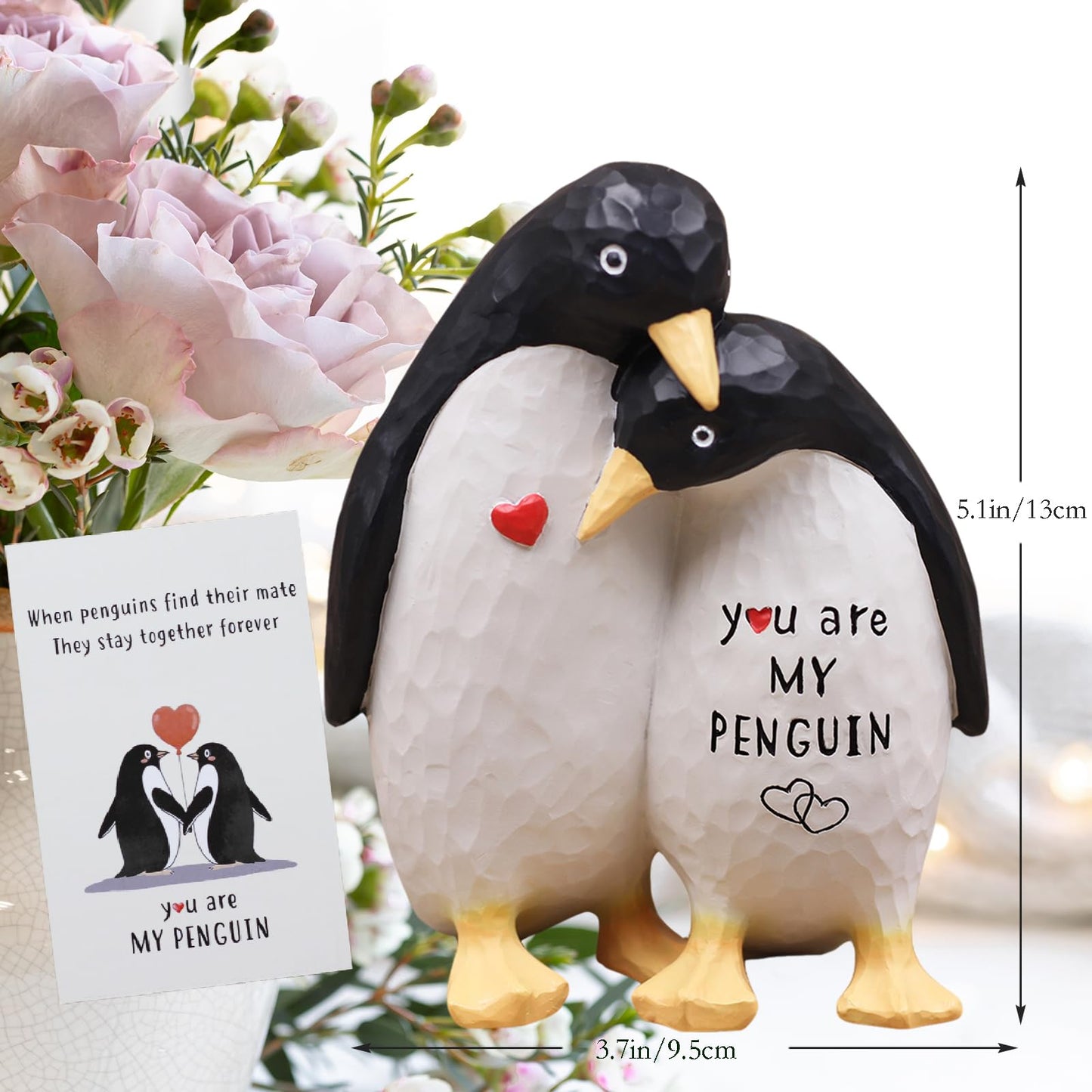 AUMELO Anniversary Wedding Gifts for Women Men Couple, Gifts for Him, Birthday Gift for Girlfriend Boyfriend, I Love You Gift for Wife Husband-Couple Penguin Figurine for Christmas Valentines Day