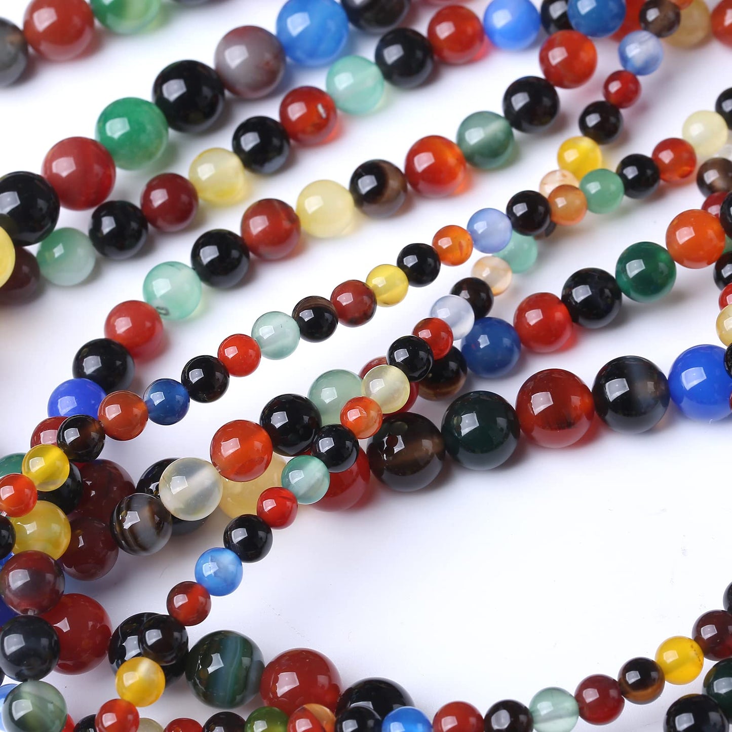 45PCS 8MM Natural Colorful Agate Stone Beads Energy Healing Beads for DIY Jewelry Bracelet Necklace Making for Jewelry Making15Inch