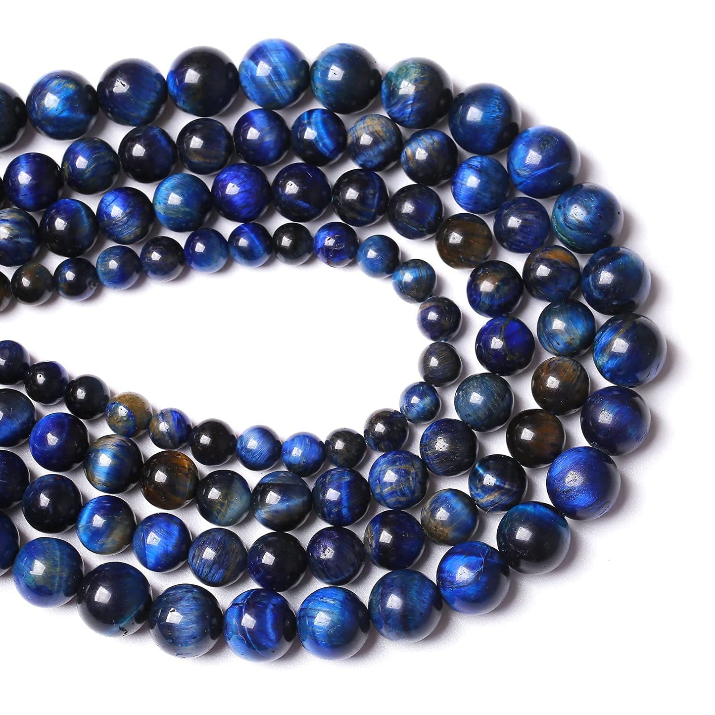Lapis Lazuli Blue Tiger Eye Beads Natural Stone Round Loose Beads Energy Gemstone Healing Power for Jewelry Making 1 Strand 8mm 46pcs 15"