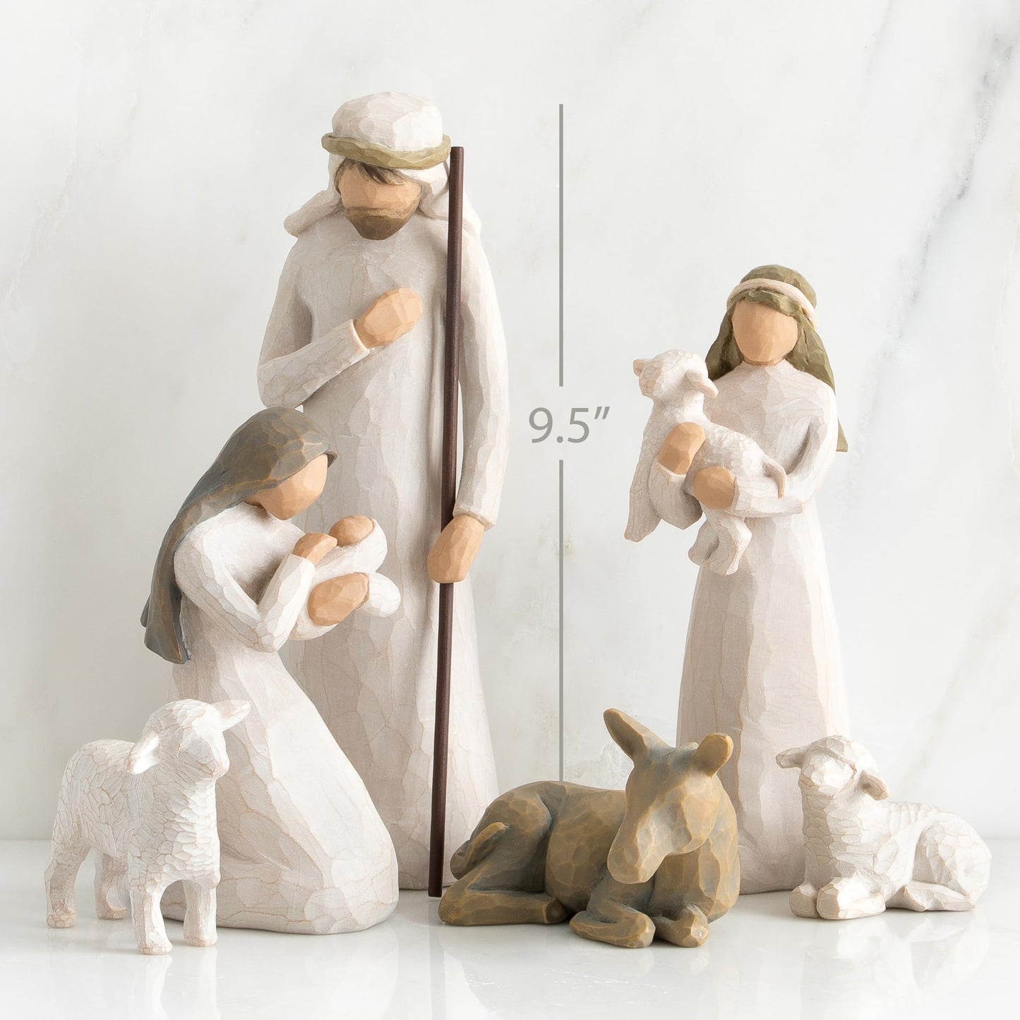 Willow Tree Nativity Starter Figures with The Three Wisemen Plus Metal Stars, 10-Piece Set
