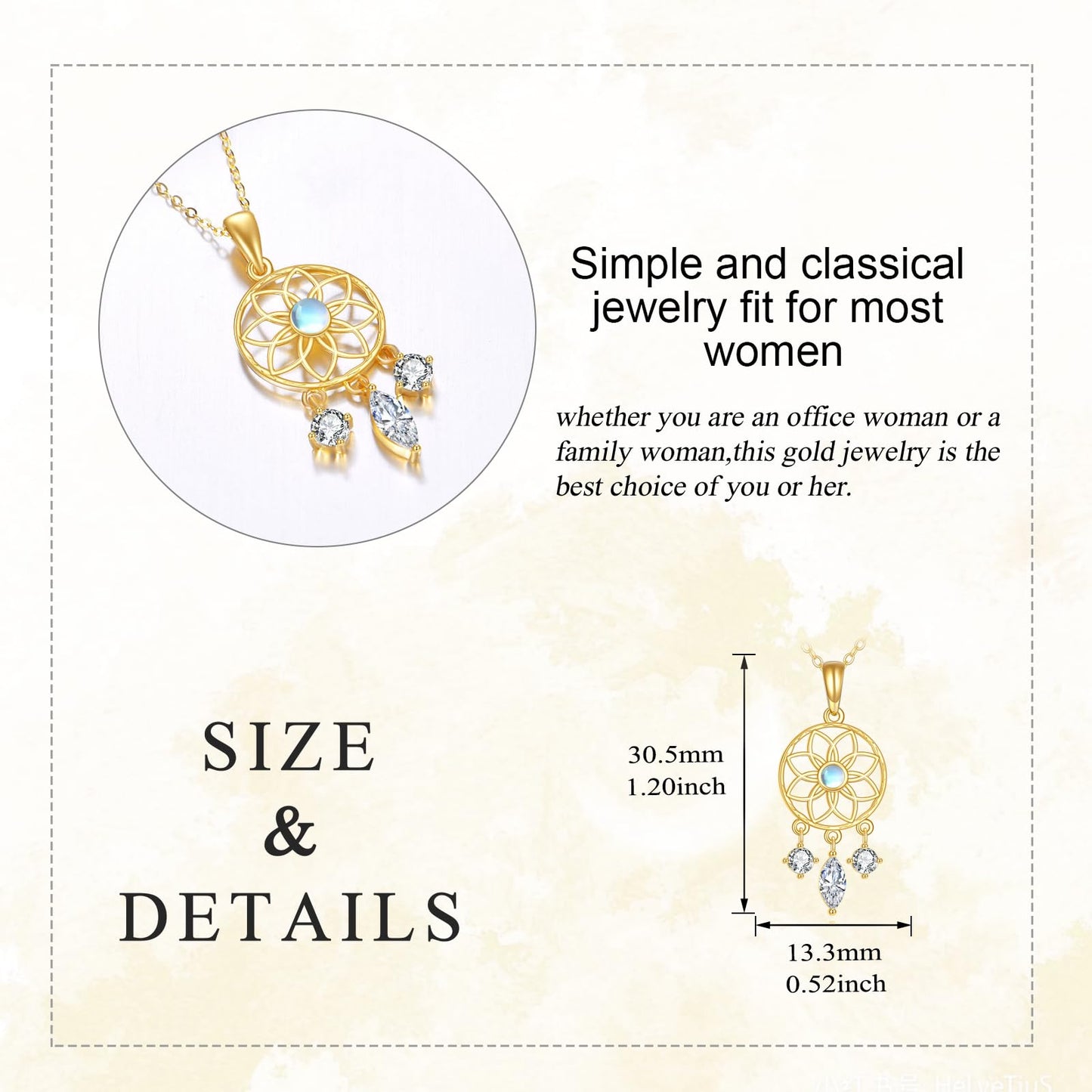 KECHO 14k Gold Dream Catcher Necklace Yellow Gold Dream Catcher Pendant Birthday Gifts for Women Jewelry Gifts for Her