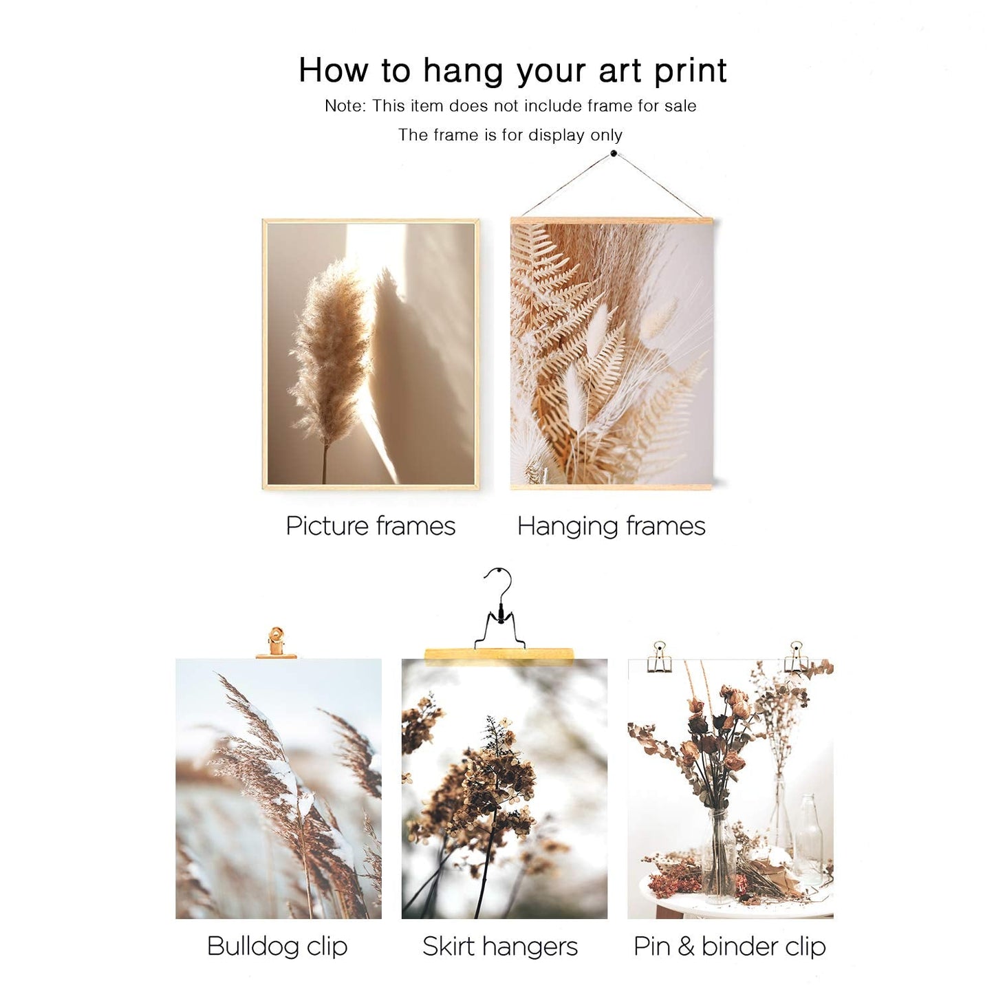 HoozGee Nature Wall Art Prints Set of 6 Canvas Art Wall Decor Botanical Print Pictures Reed Dried Flower Plant Poster Print Home Decorations for Living Room Wall Decor (8"x10" UNFRAMED)