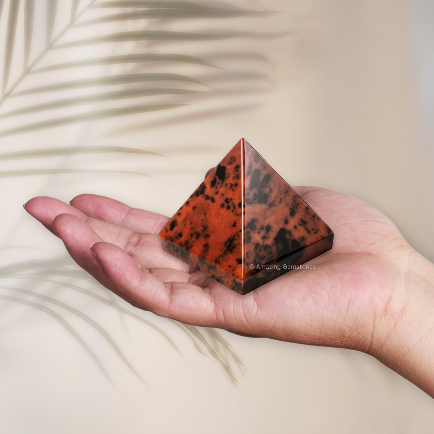 Amazing Gemstone Mahogany Obsidian Pyramid Crystal Healing Stones - 2" Great Pyramid Figurine of Natural Stone Pyramid for Meditation, Reiki, Chakra Balancing and Crystal Pyramids Grid