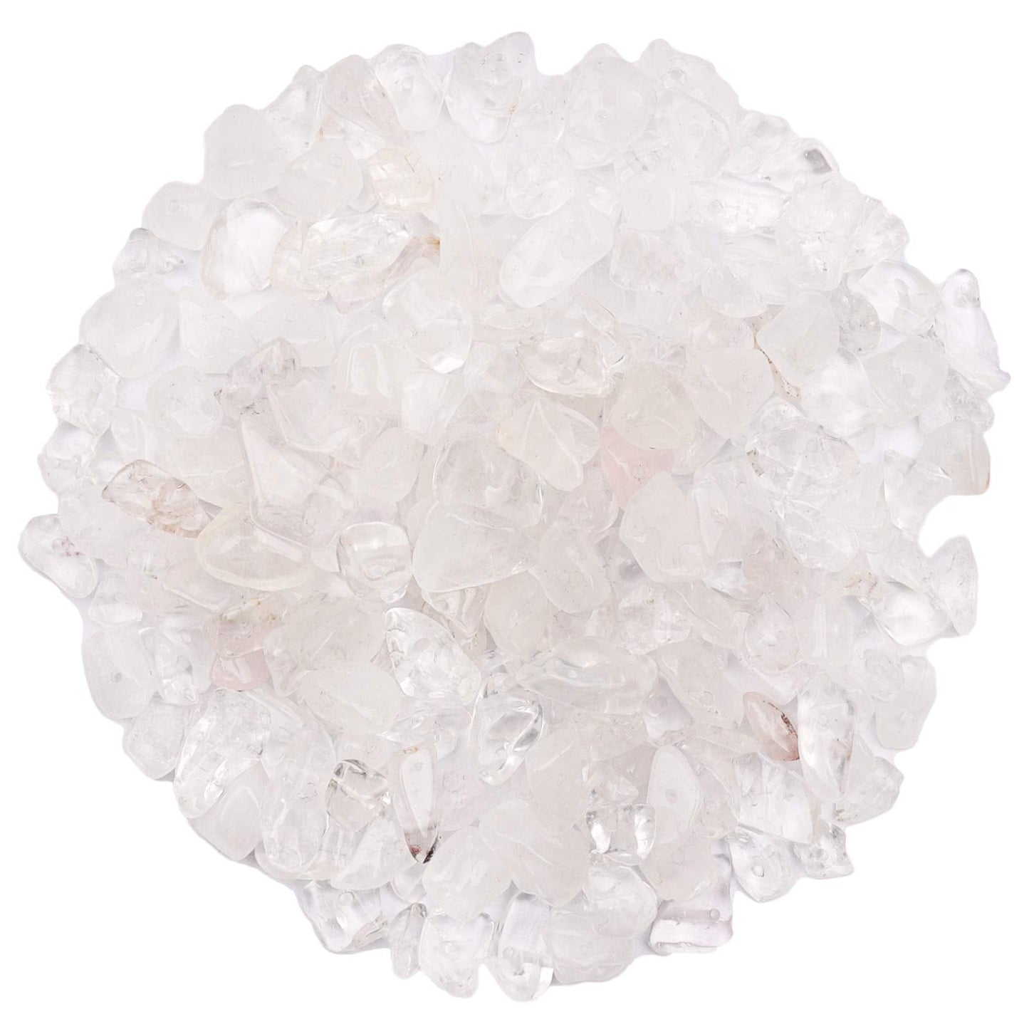 500 pcs Natural Chip Stone Beads, White Crystal 5-8 mm Irregular Gemstones Healing Crystal Loose Rocks Bead Hole Drilled for Jewelry Making Bracelet