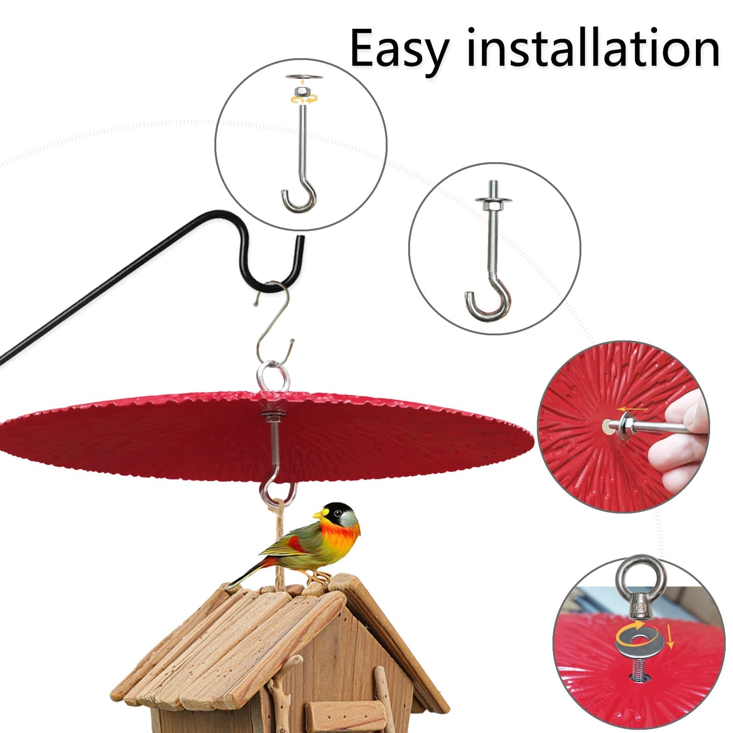 13" Bird Feeder Baffle, Metal Hummingbird Feeder Rain Guard, Metal Hanging Baffle Weather Guard Cover for Outside