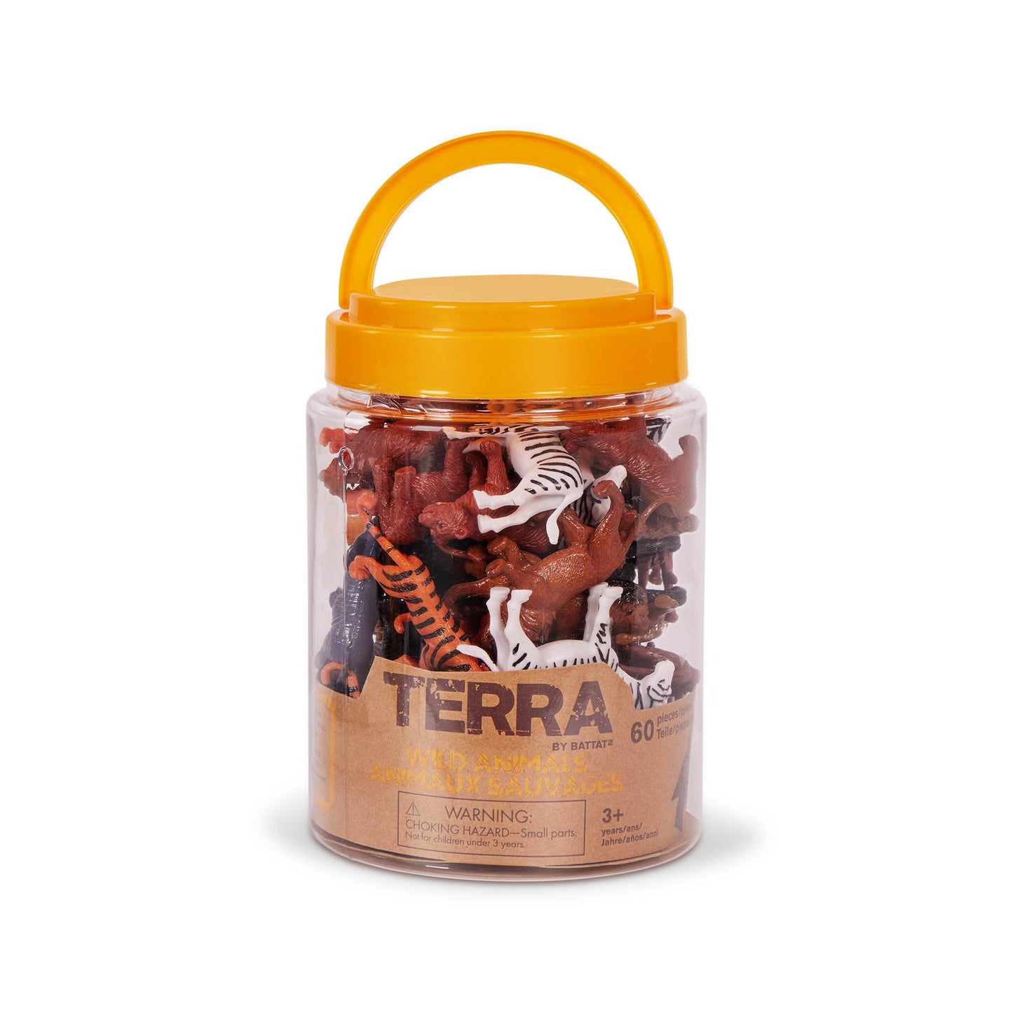 Terra by Battat – 60 Pieces Wild Creatures Tube – Realistic Mini Animal Figurines – Lion, Hippo, Tiger, Bear & More Safari Animals – Educational Toys for Kids & Toddlers 3+ Years