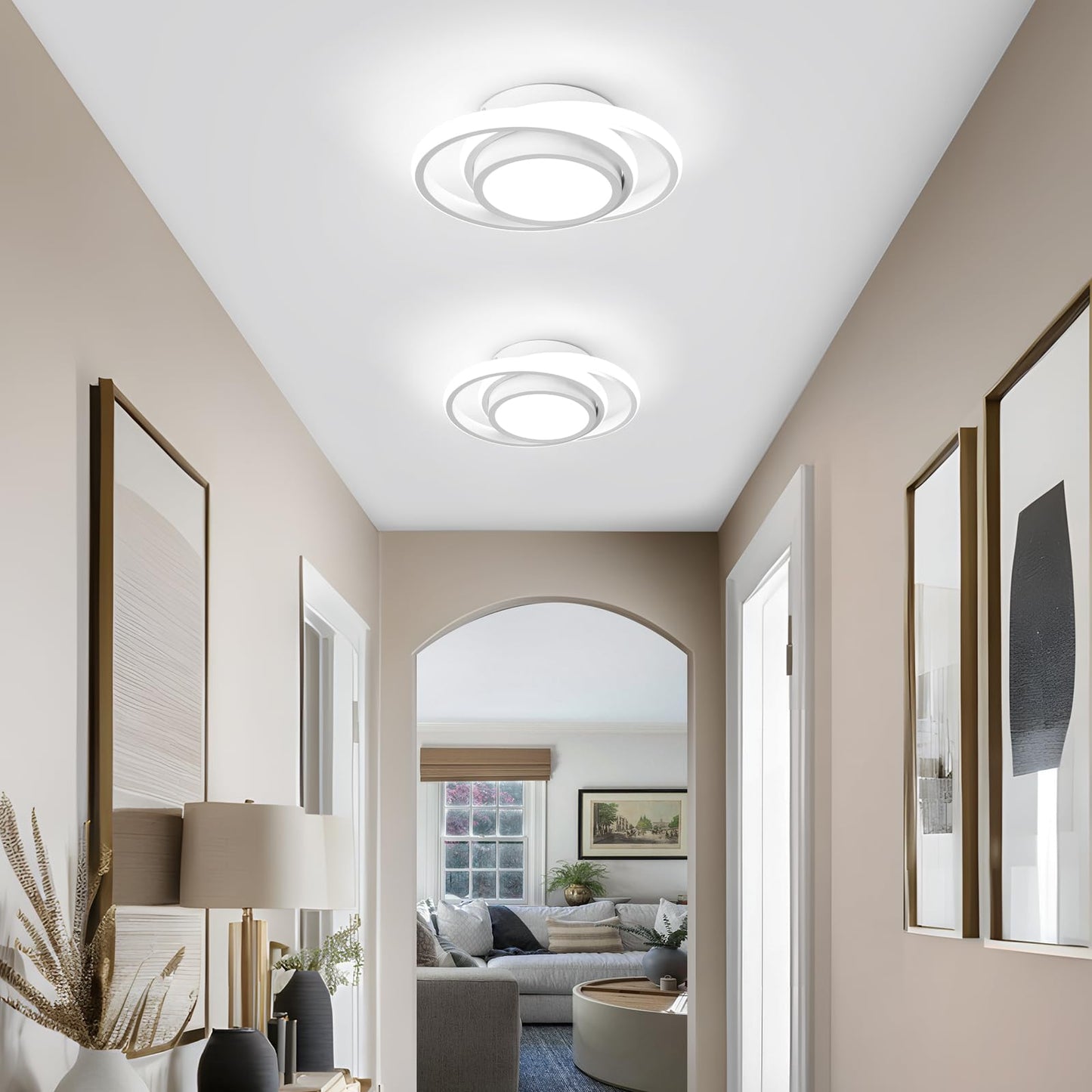 CANEOE Modern Led Ceiling Lights, Small Led Close to Ceiling Light Fixture,32W Round LED Ceiling Lamp for Bedroom Hallway Aisle Corridor Light Lighting (Cool White,6000K)