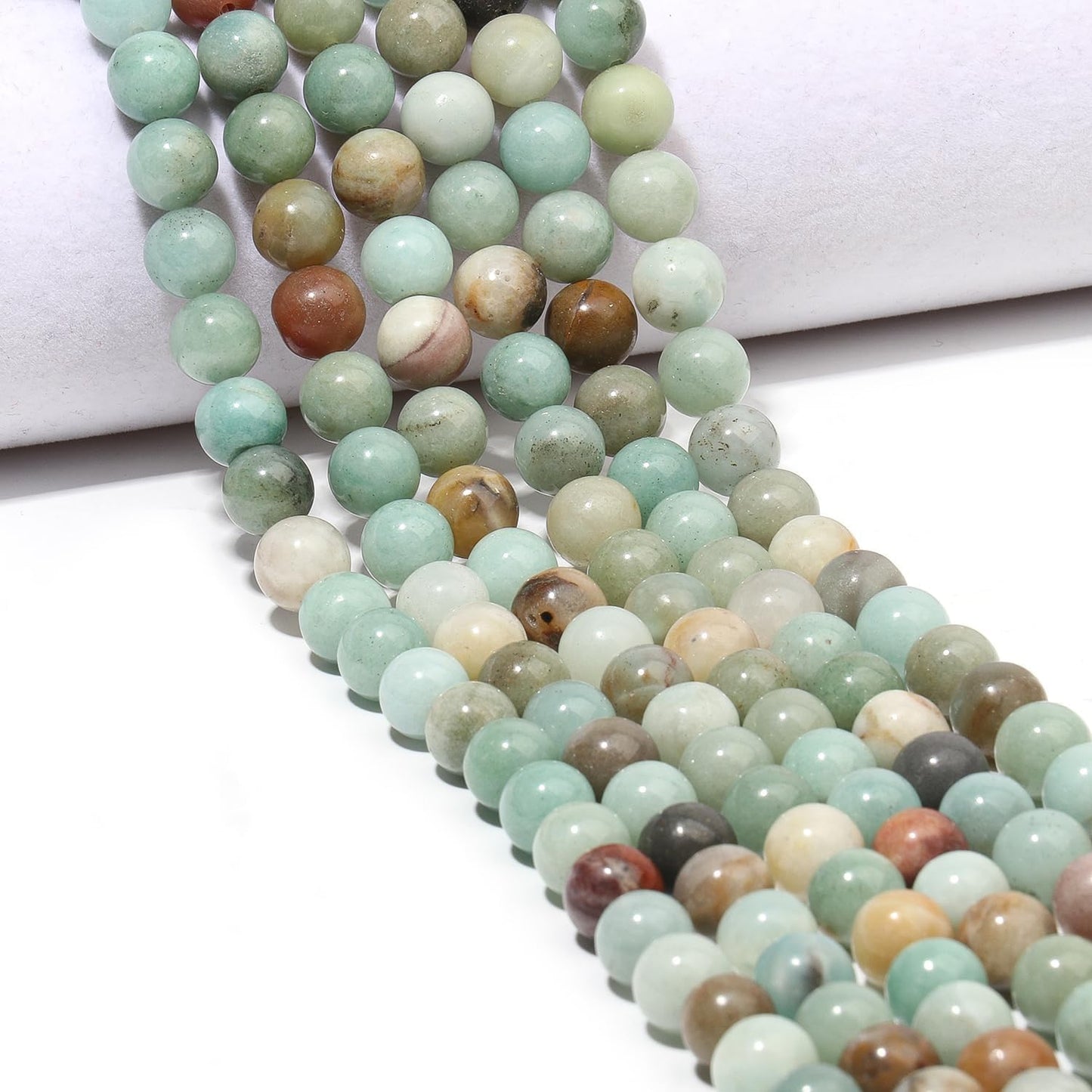 Yochus 60pcs Polish Amazonite Beads，6mm Healing Power Natural Stone Round Loose Gemstone Beads for Jewelry Making Earring Necklace DIY Crafts