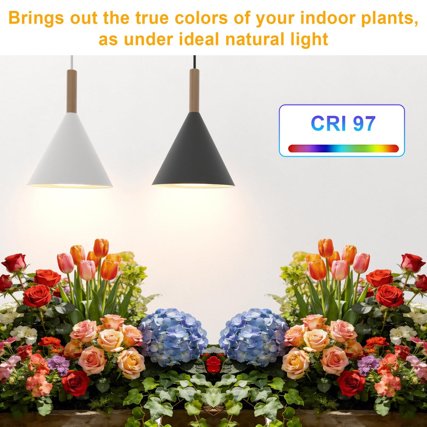Hanging Grow Light with Timer, 20W Full Spectrum Plant Lamp for Indoor Plants, 14.5 ft Power Cord, Adjustable Height, Wall-Mounted Growing Light for Large Tall Plants, Succulents and Flowers (White)