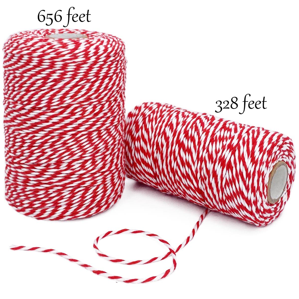 Cotton Twine Red and White Baker String 2mm Thick 328 Feet Christmas Twine for Gift Wrapping DIY Crafts Home Decoration Gardening