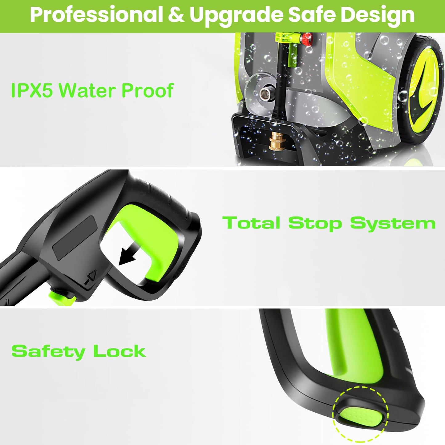 commowner Pressure Washer 5000PSI 4.0GPM Power Washers with M22-14mm Pressure Hose 33FT, Power Sprayers High Pressure with 1/4" QC Compatible Surface Cleaner for Home Cars Driveways, LGreen