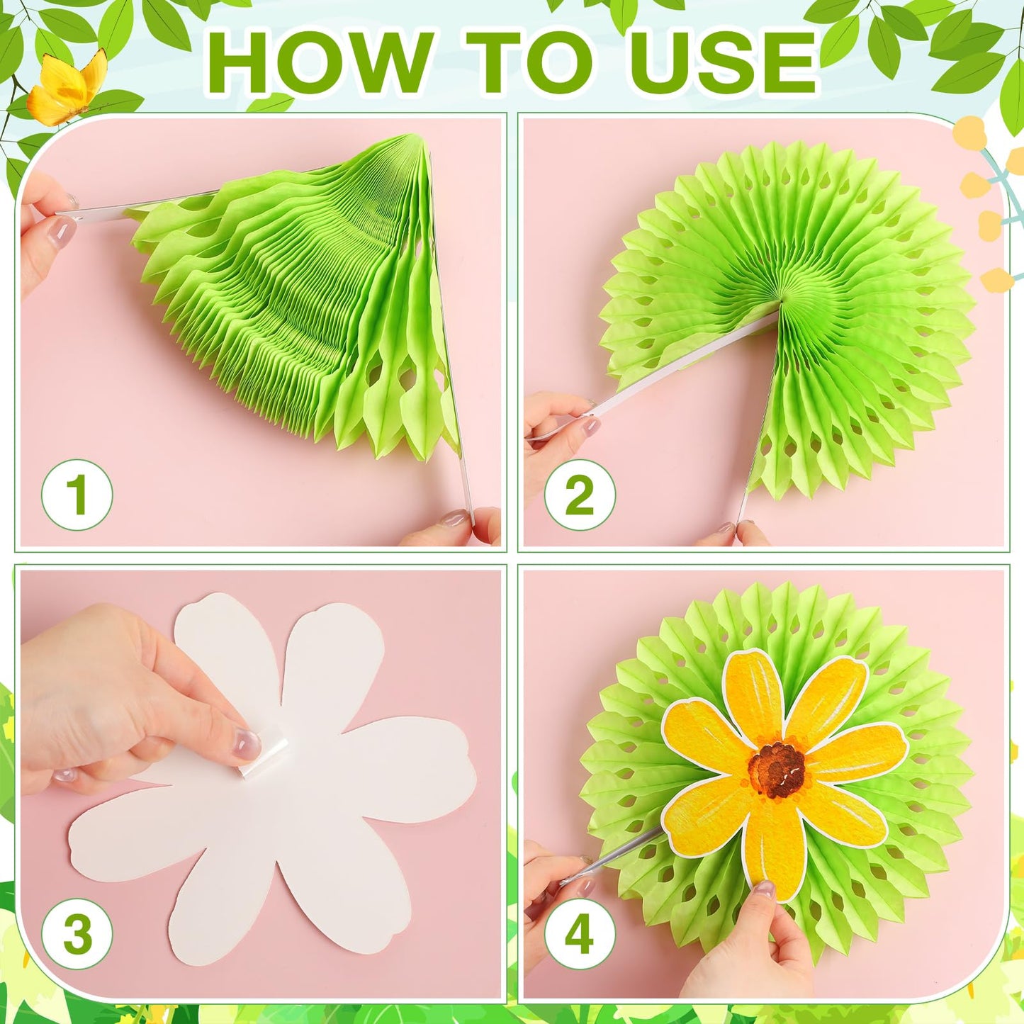 Fuutreo Spring Bulletin Board Set Hello Spring Flowers Cutouts Paper Fans Bulletin Board Border Classroom Decoration for School Office Home Teacher Wall Supply