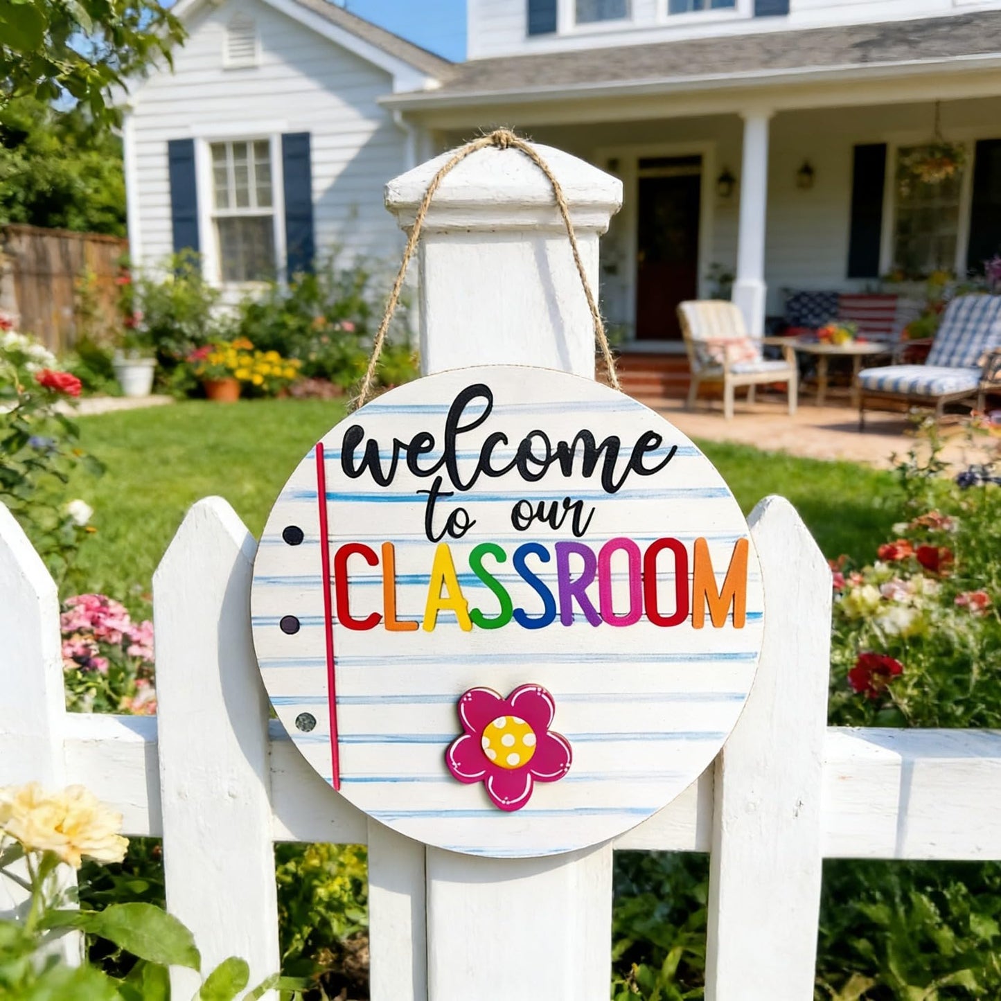 Welcome to Classroom Front Door Decoration Sign, Seasonal Door Sign,- Interchangeable Wooden Plaque for Classroom/Home, DIY Wall Decor for Christmas Holidays & Back-to-School,13 Patterns