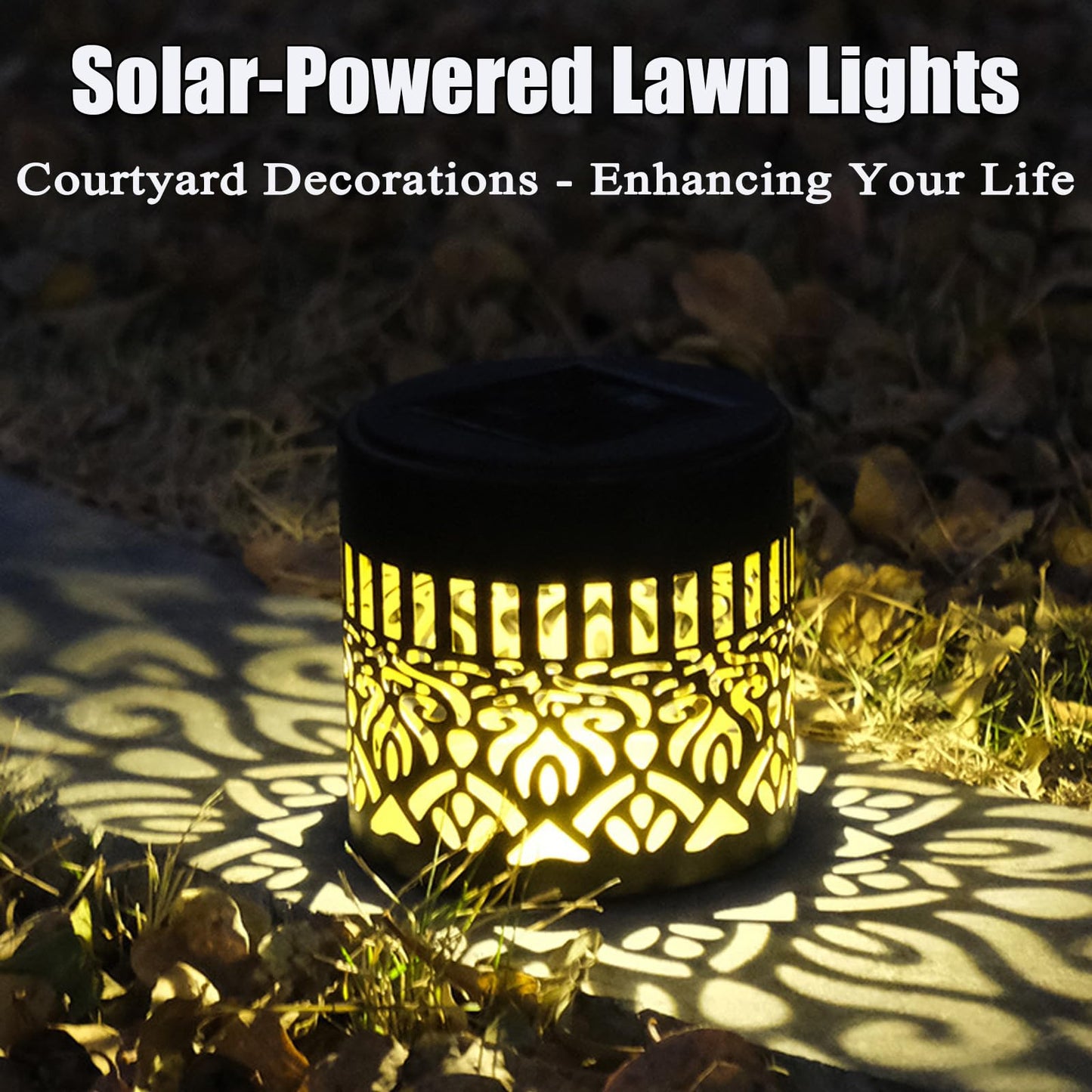 Yalemie Solar Mandala Fence Lights, Decorative Solar Mandala Lights, Waterproof LED Decorative Lighting for Garden Post Patio Backyard Yard Art Decor