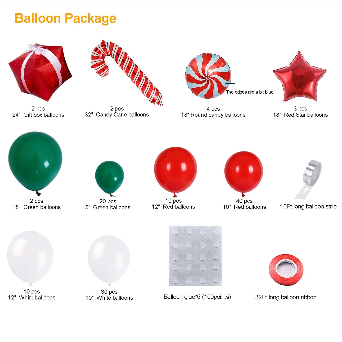 WECEPAR Christmas Balloon Garland Arch kit with Xmas Green Red White Candy Balloons Gift Box Balloons Red Star Balloons for Christmas Party Decorations