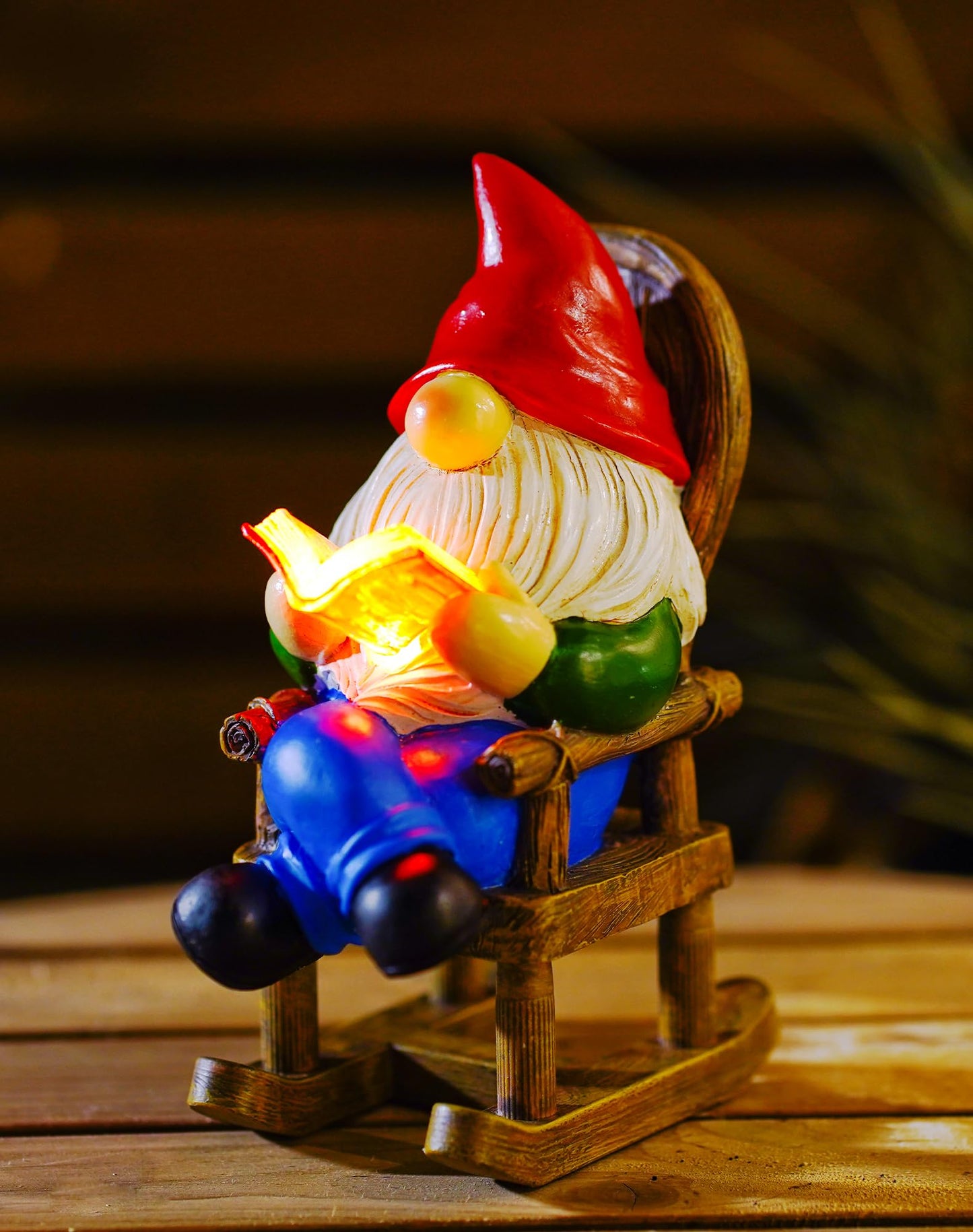 Tiejiajiang Gnome Reading Solar Statue - Outdoor Solar Gnome Reading on a Chair Garden Decor - Unique Design Ideal Gifts for Women,Mom