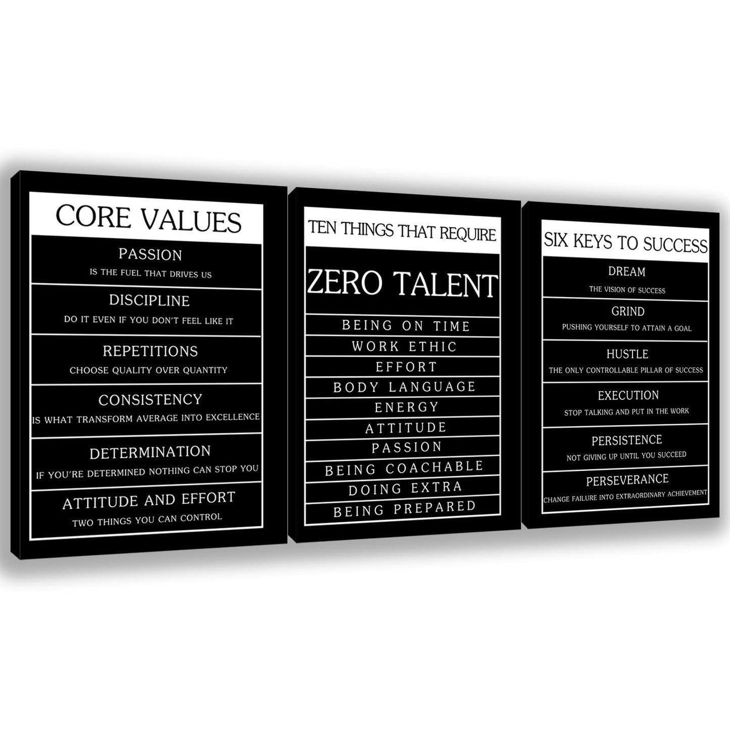 Inspirational Motivational Wall Art Set - Canvas Wall Art Framed Paintings for Office, Living Room, Bedroom - (36''W x 16''H)