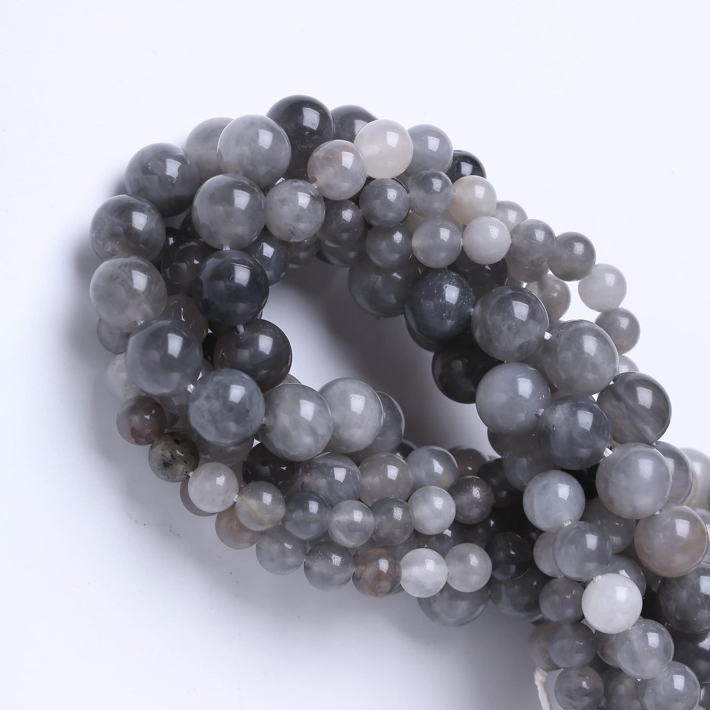 10MM Grey Crystal Round Loose Beads Natural Gem Beads Crystal Energy Stone Beads for Jewelry Making DIY Bracelet Necklace