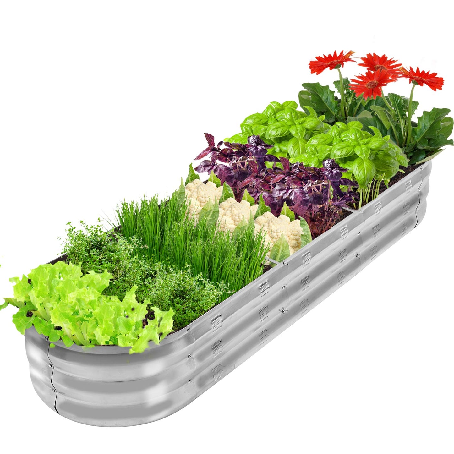 GADI 67-Inch Galvanized Raised Garden Bed, Metal Planter Box for Vegetables and Flowers, Large Outdoor Gardening Kit, Easy DIY Assembly, Weather-Resistant & Rust-Proof