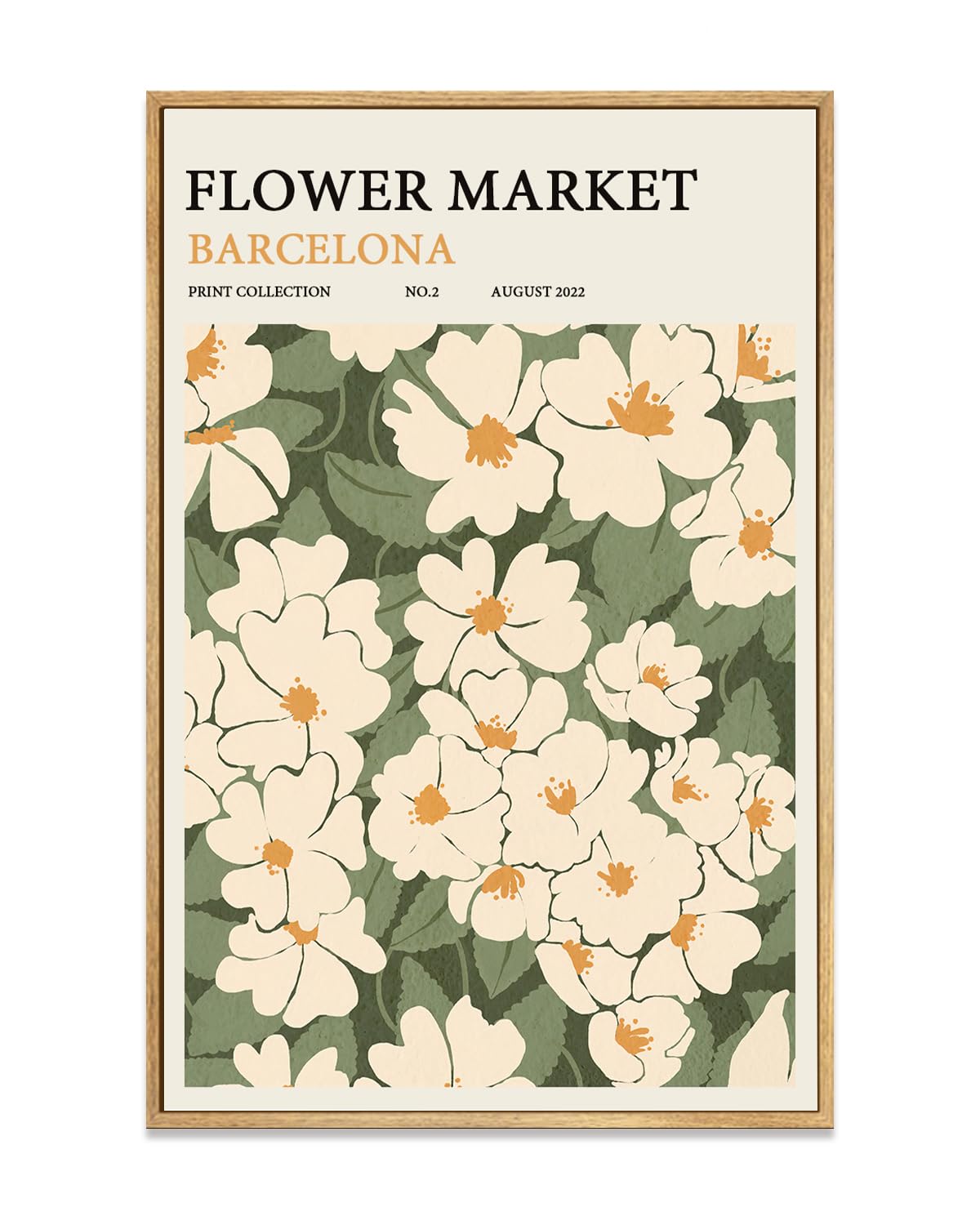 Zzuyi Framed Flower Market Wall Art,Green And White Floral Botanical Canvas Wall Decor Pictures,Floral Rusitc Pictures for Living Room Bedroom Dining Room 12x16in