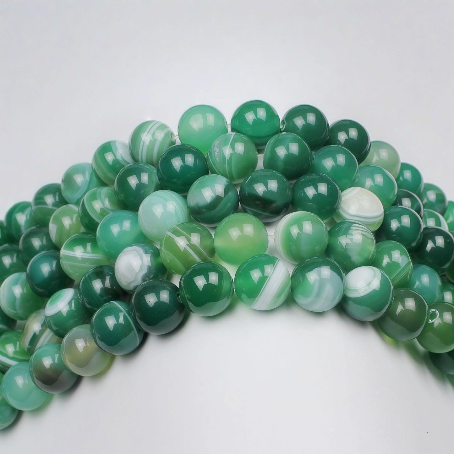 MJDCB Natural Stone Beads Green Striped Agate Round Loose Beads for Jewelry Making DIY Bracelet Necklace (10mm)