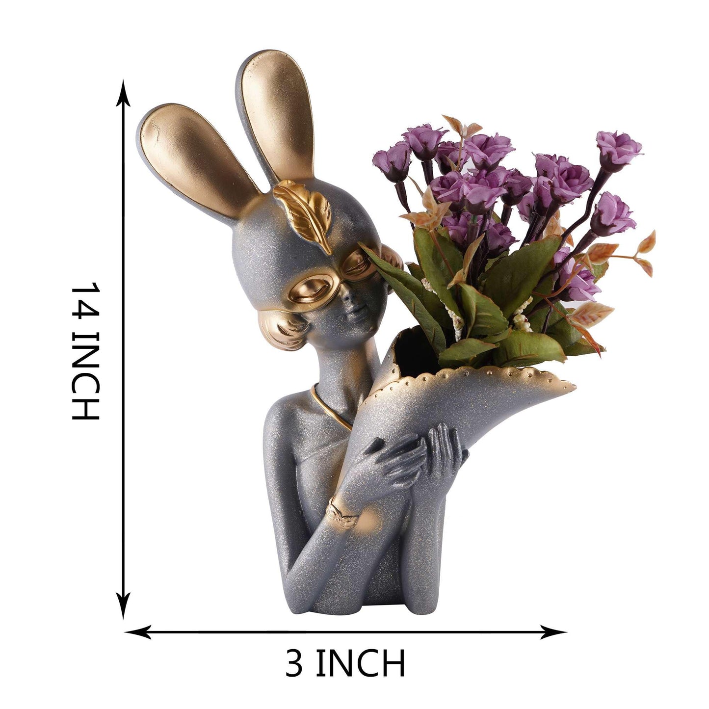PATURU CRAFTO Decorative Flower Vases showpiece for Living Room, Bedroom, Kitchen, Dining Room, Office Decoration Home Decor 14 Inch (Grey)