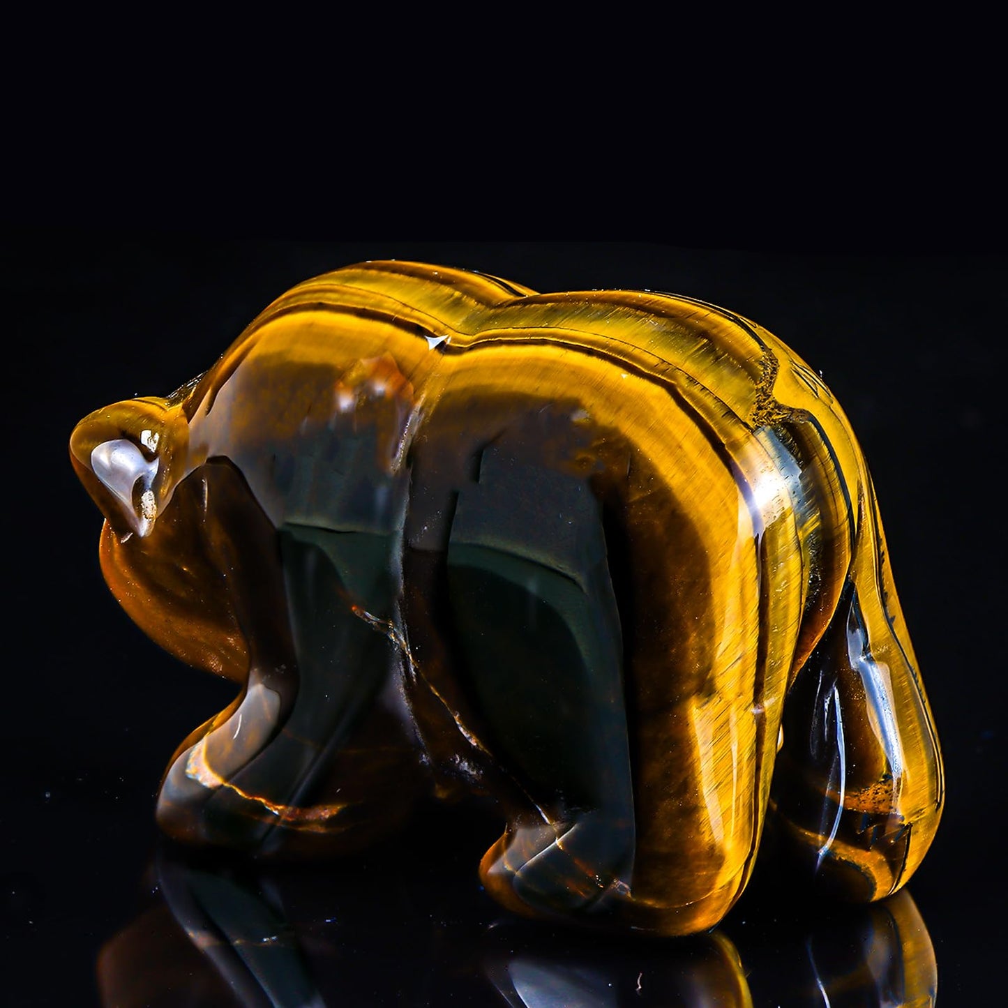 Hxswkk 3" Yellow Tiger Eye Crystal Bear Figurine Gifts for Hand Carved, Gemstone for Office Bear Statues Home Decor