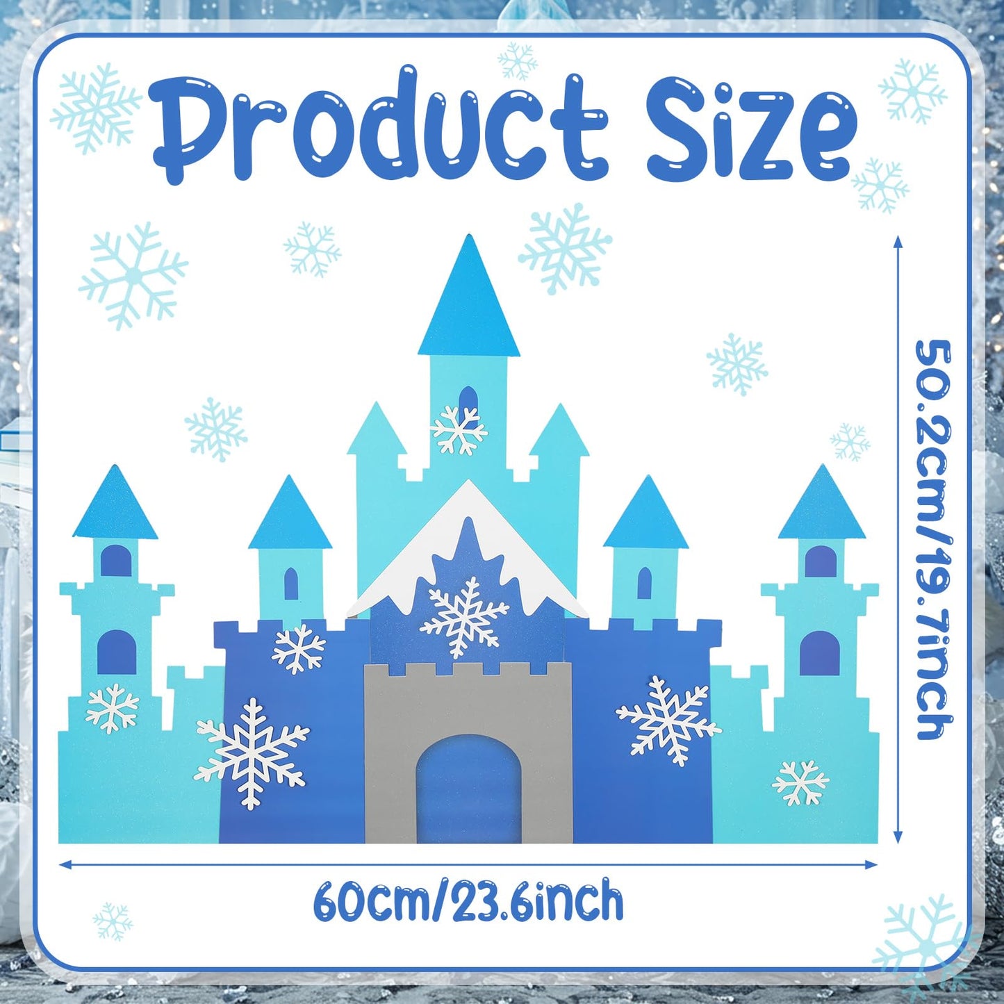 Harloon 19.7 x 23.6 Inch Snowflake Castle Table Centerpiece Glitter Winter Themed Party Table Decorations for Princess Snowflake Themed Winter Birthday Party Supplies