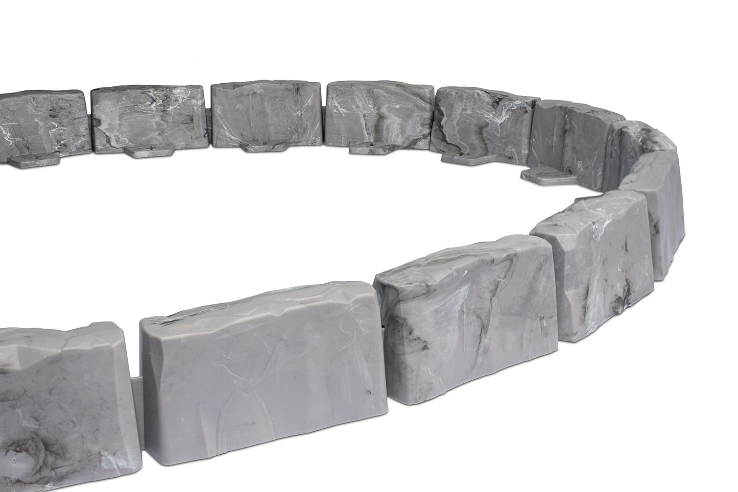 EasyFlex No-Dig Landscape Edging with Anchoring Spikes, 2.7 in Tall Decorative Stone-Look Garden Border, 15 Foot Kit, Slate Gray