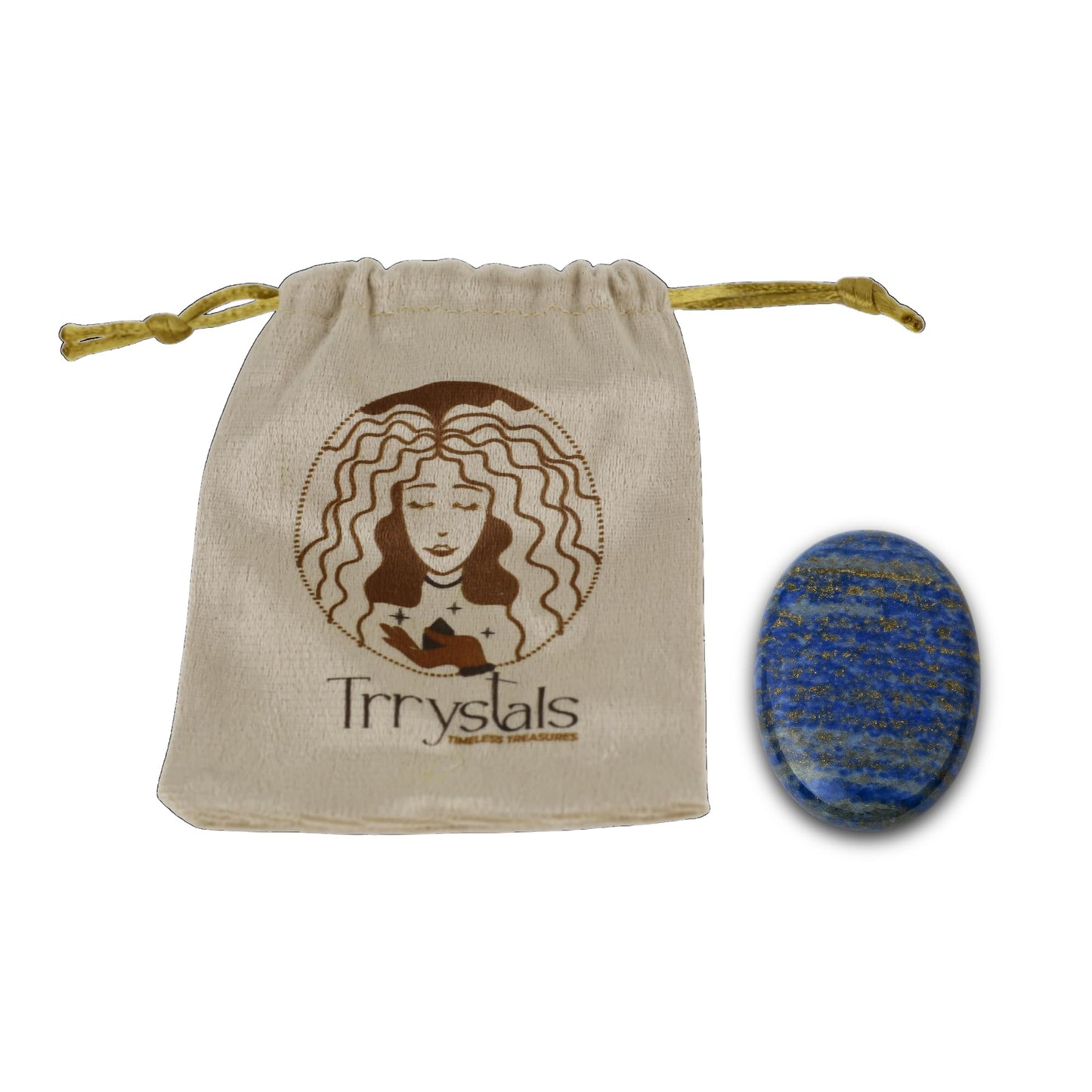 TRRYSTALS Natural Lapis Lazuli Zibu Coin | Gemstone Spiritual Symbol Token for Good Luck | Oval Shaped coin for Positive Energy, Meditation, Home & Office Décor, Thoughtful Gifting