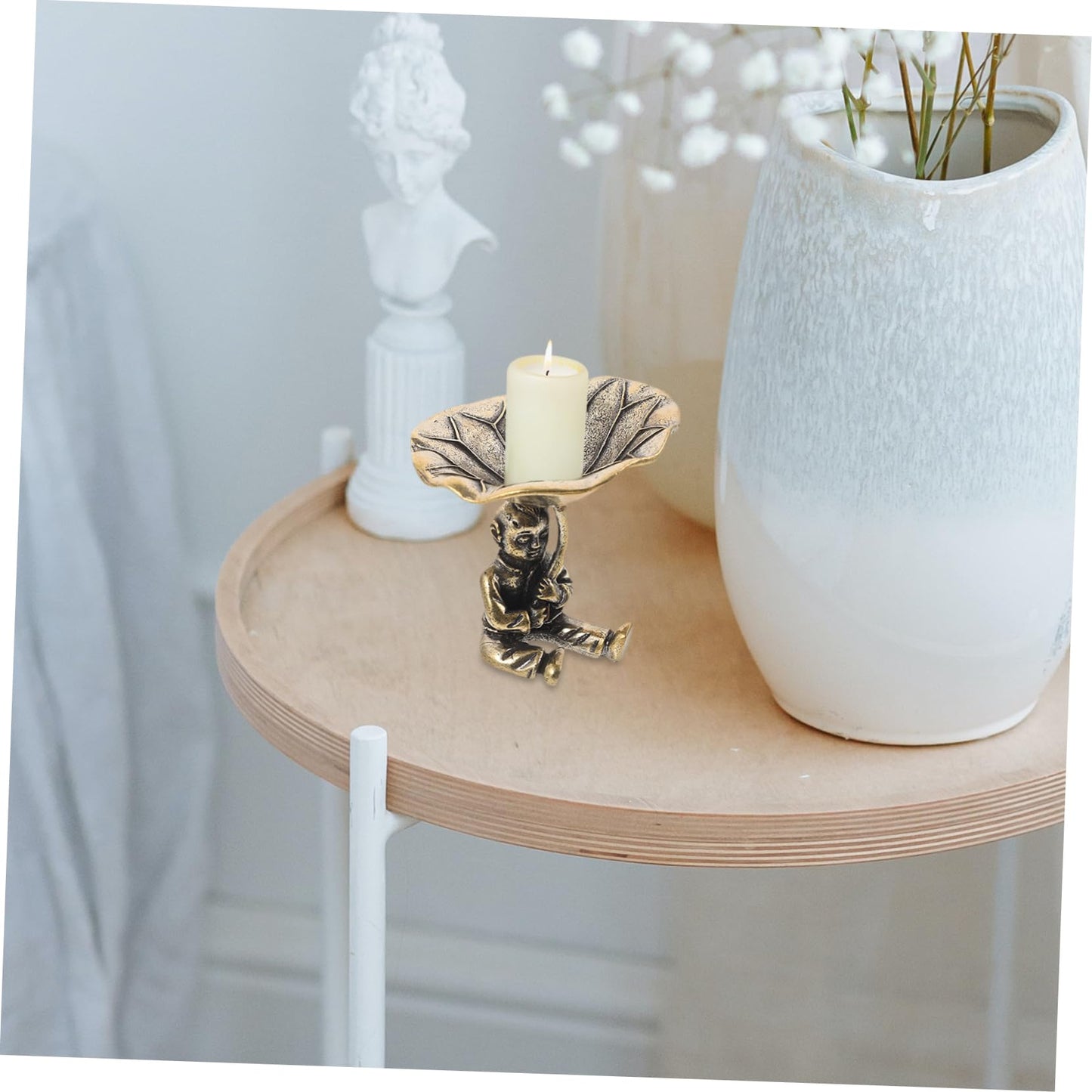 Cabilock Lotus Leaf Tealight Candle Holder Unique Candle Stand for Teacups Decorative Tabletop Accent for Living Room Bedroom and Parties
