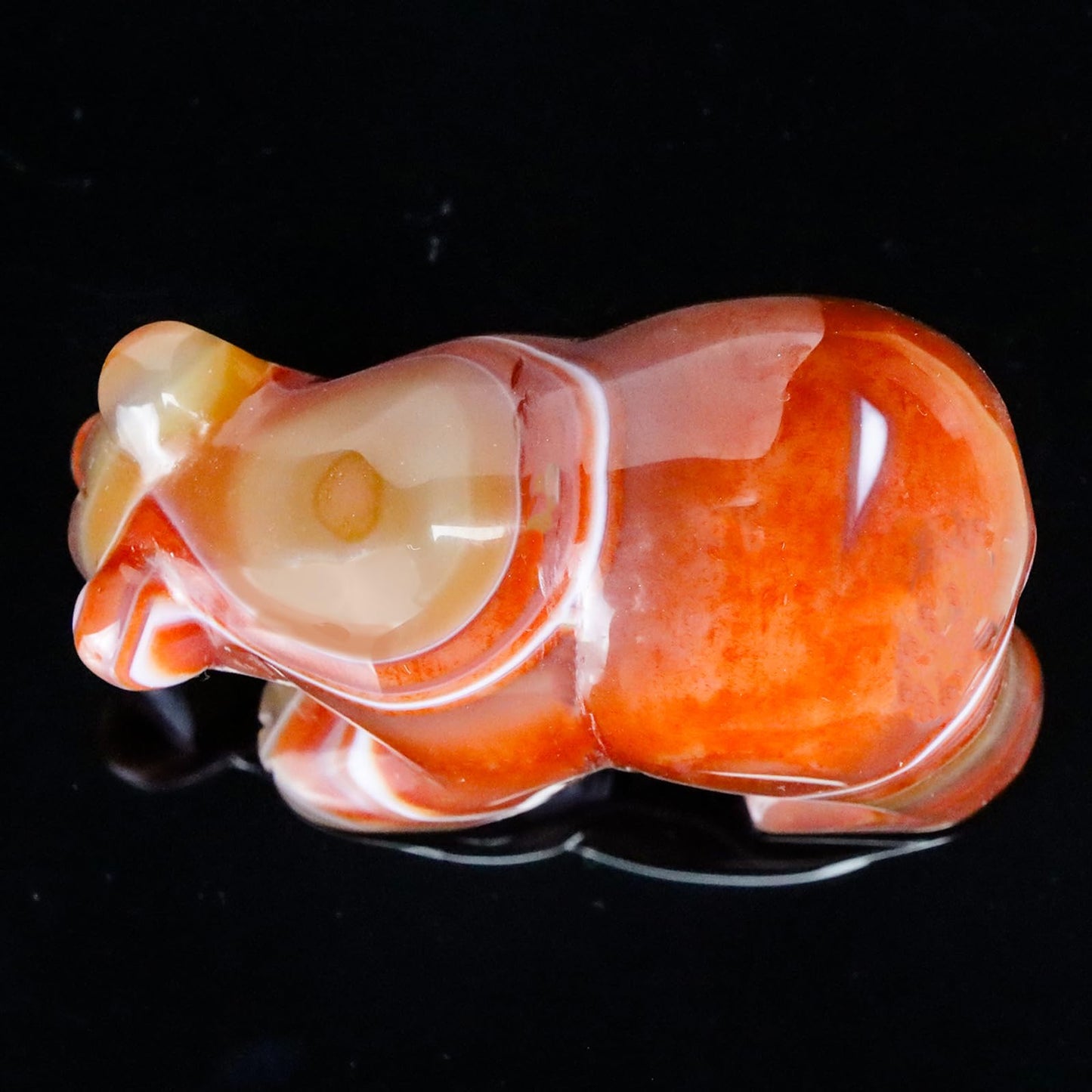 Hxswkk 3" Red Banded Carnelian Crystal Bear Figurine Gifts for Hand Carved, Gemstone for Office Bear Statues Home Decor