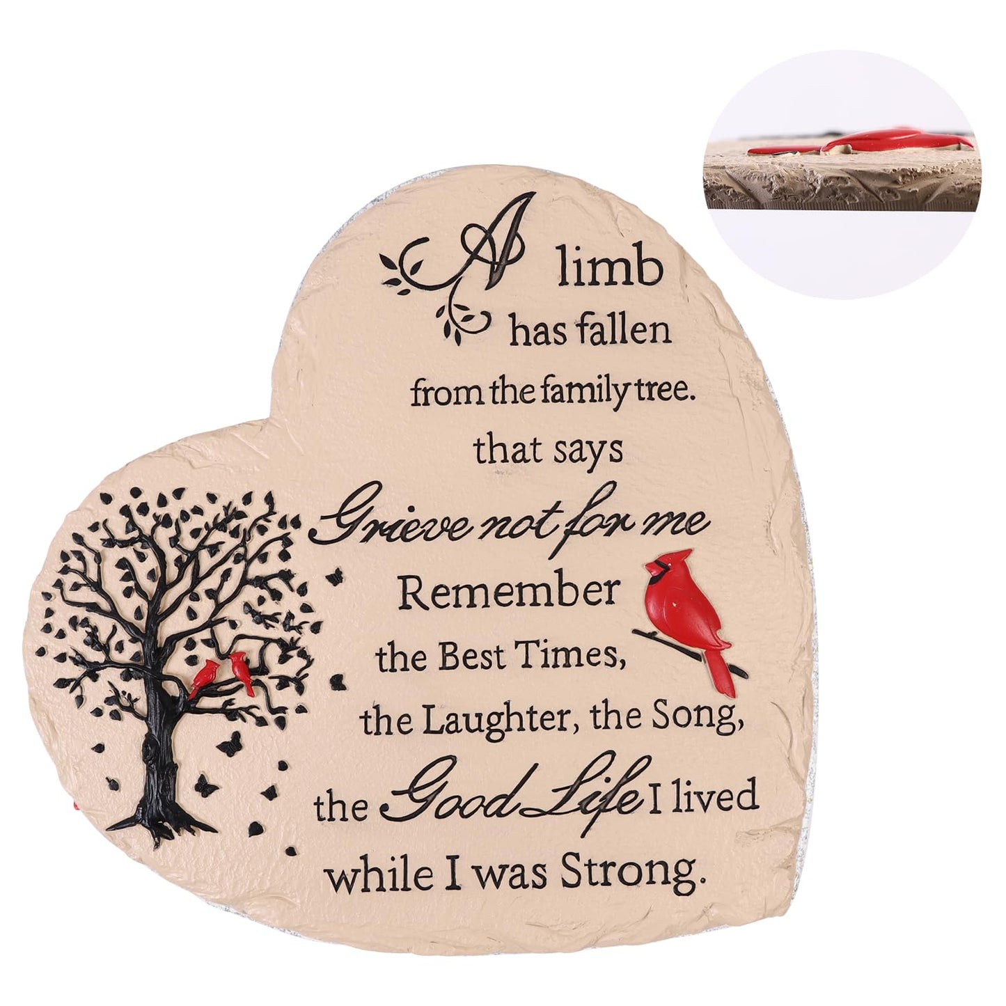 Heart Shaped Memorial Garden Stones, 10 inches Sympathy Garden Stone for Loved One, in Memory of Loved one Gifts, Resin Garden Stepping Stones Outdoor, Memorial Gifts