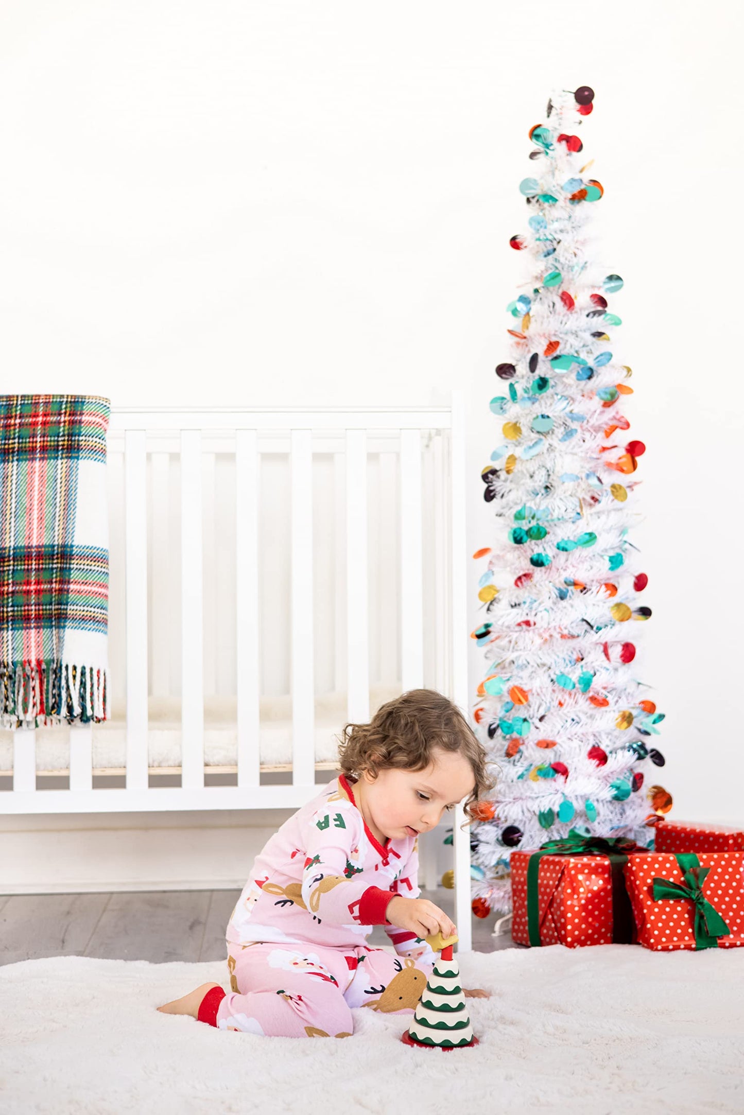 Pearhead Christmas Tree Stack Toy - Holiday Nursery Décor and Stacking Rings for Baby